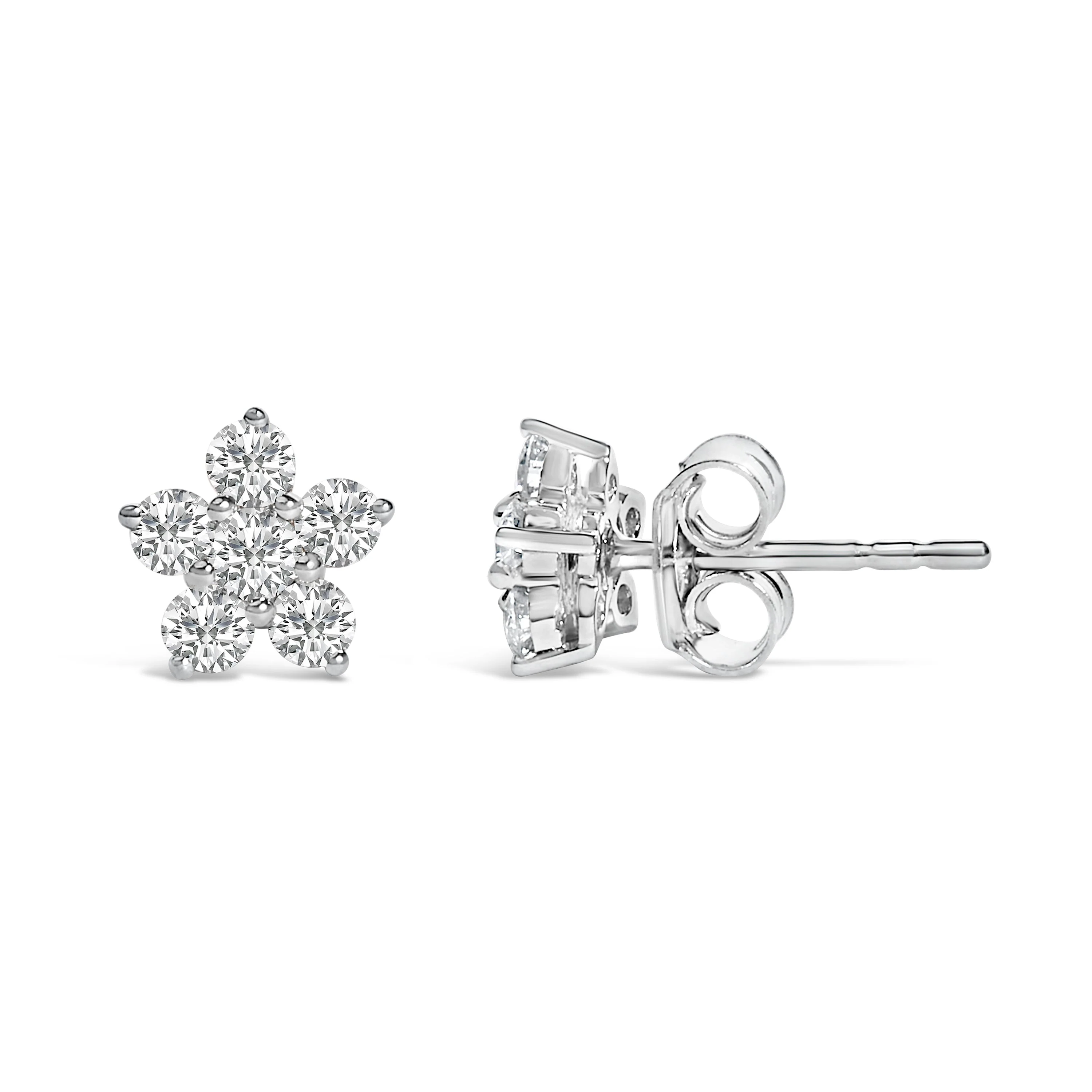 10K White Gold 1/2 Cttw Lab Grown Diamond Star Stud Earrings - Image 3