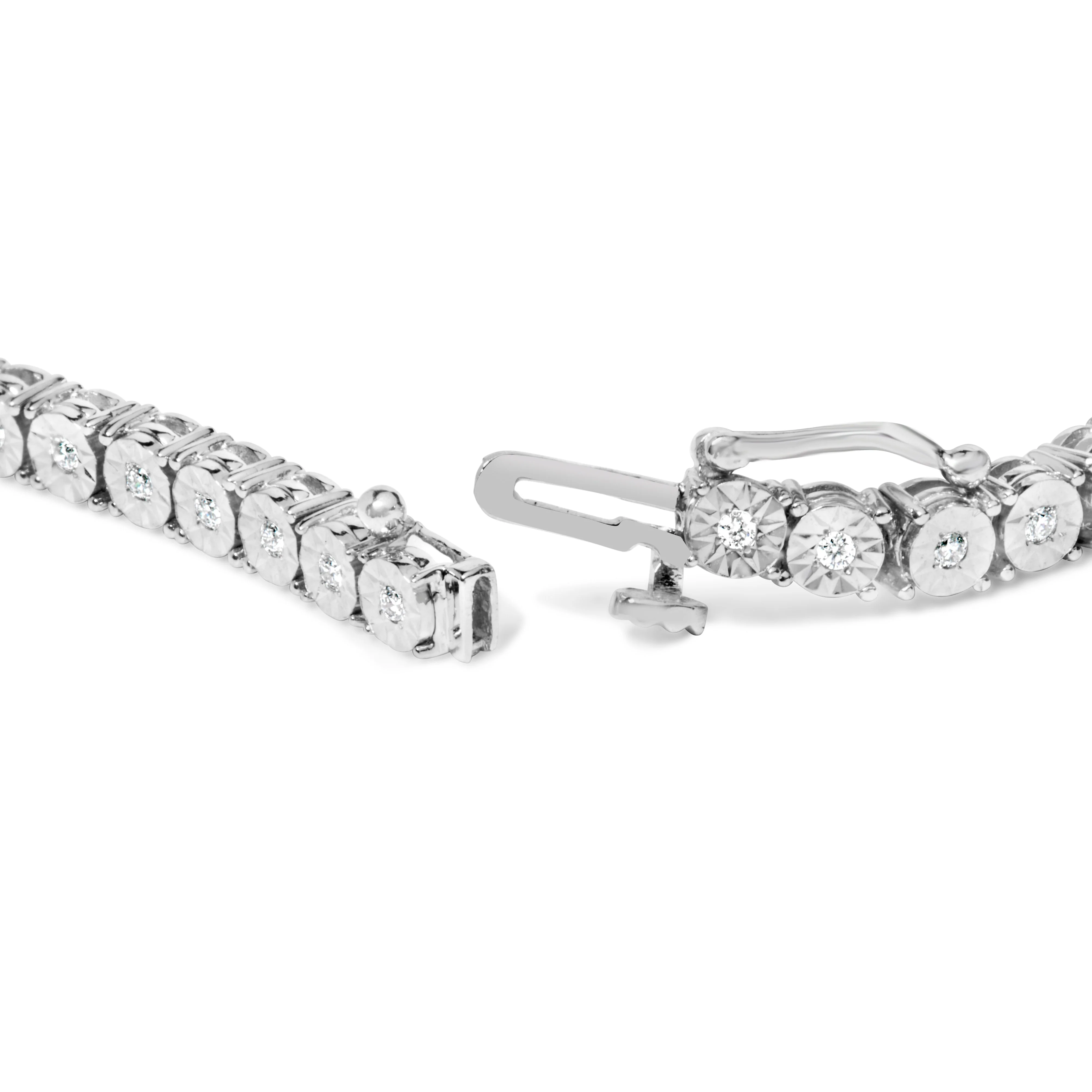 10K White Gold 1/2 Cttw Real Diamond Illusion-Set Miracle Plate Tennis Bracelet (I-J Color, SI2-I1 Clarity) - Size 7.5" - Image 2