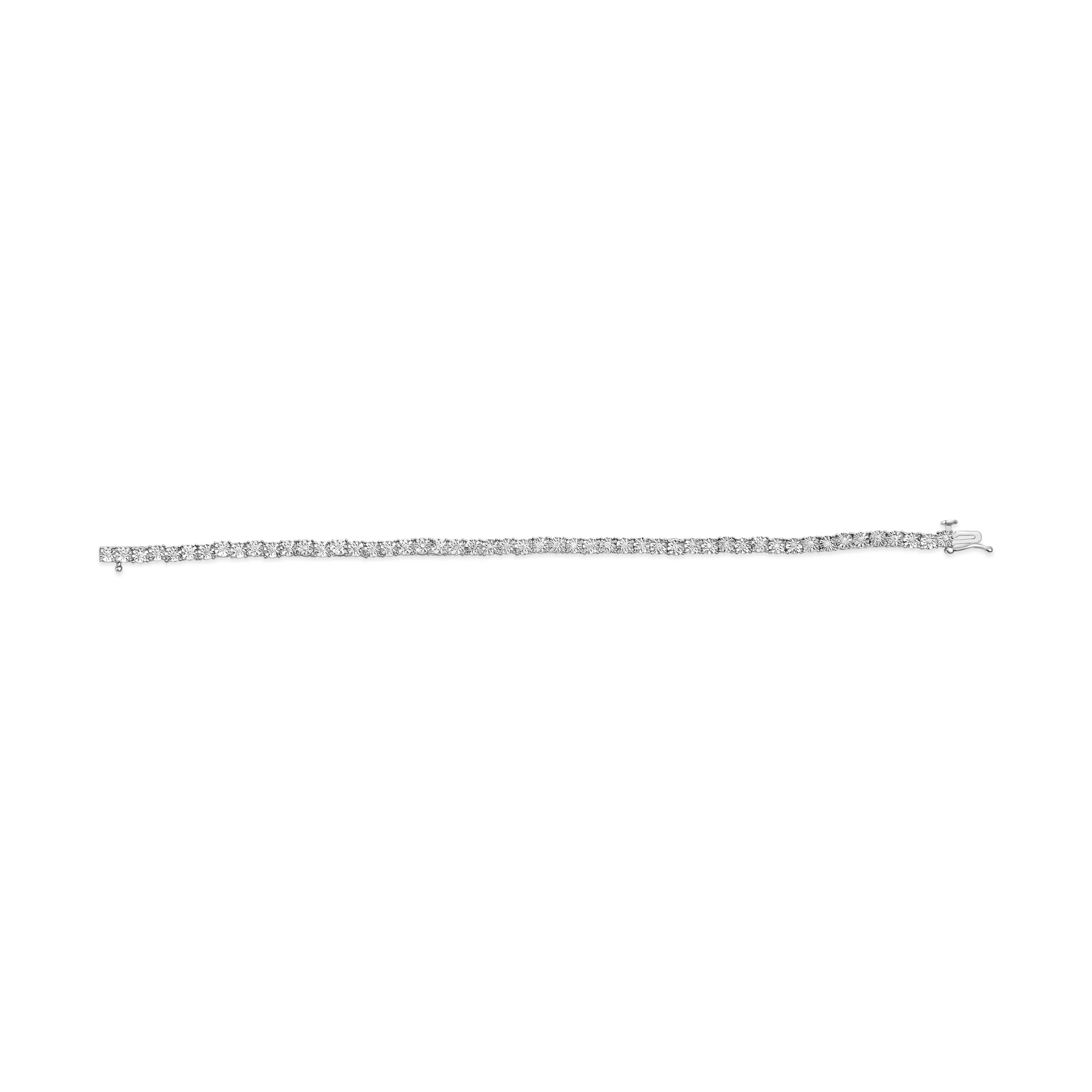 10K White Gold 1/2 Cttw Real Diamond Illusion-Set Miracle Plate Tennis Bracelet (I-J Color, SI2-I1 Clarity) - Size 7.5" - Image 4