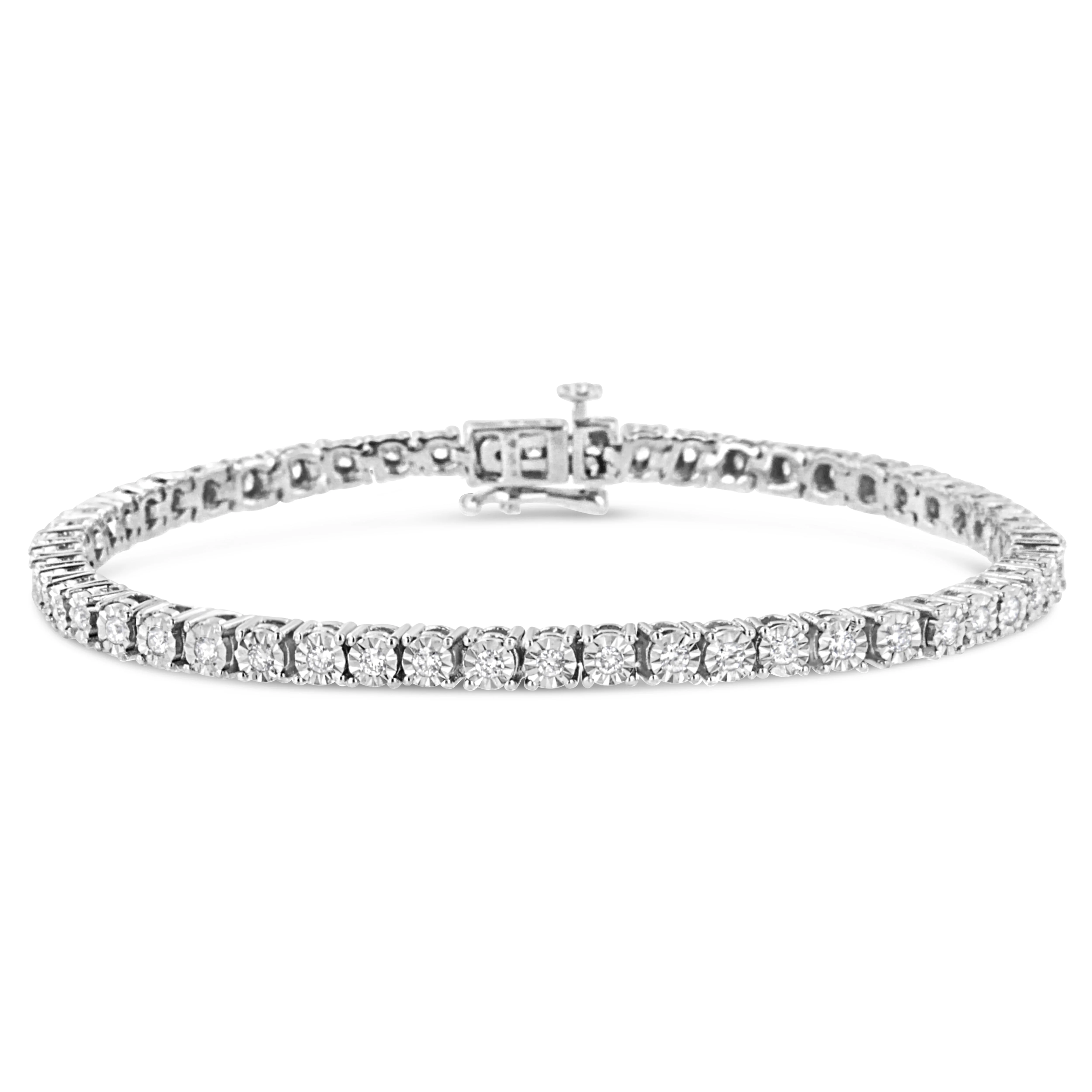 10K White Gold 1/2 Cttw Real Diamond Illusion-Set Miracle Plate Tennis Bracelet (I-J Color, SI2-I1 Clarity) - Size 7.5" - Image 5