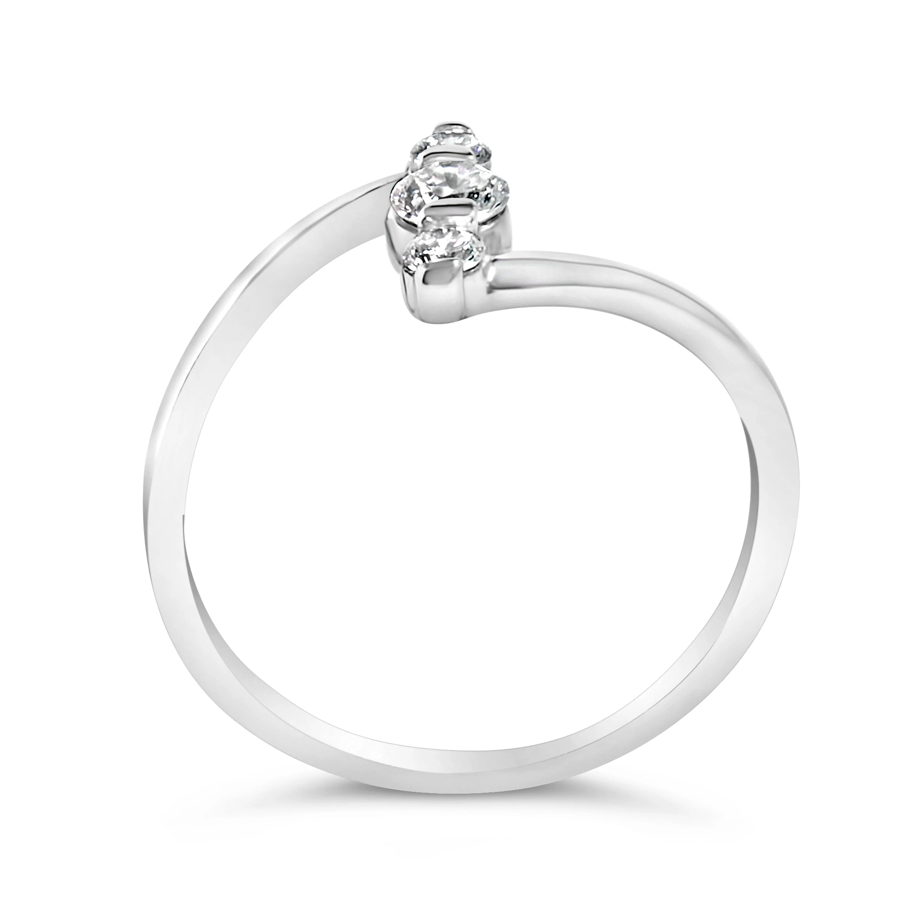 10K White Gold 1/4 Cttw Lab Grown Diamond Vertical Three Stone Ring - Image 5