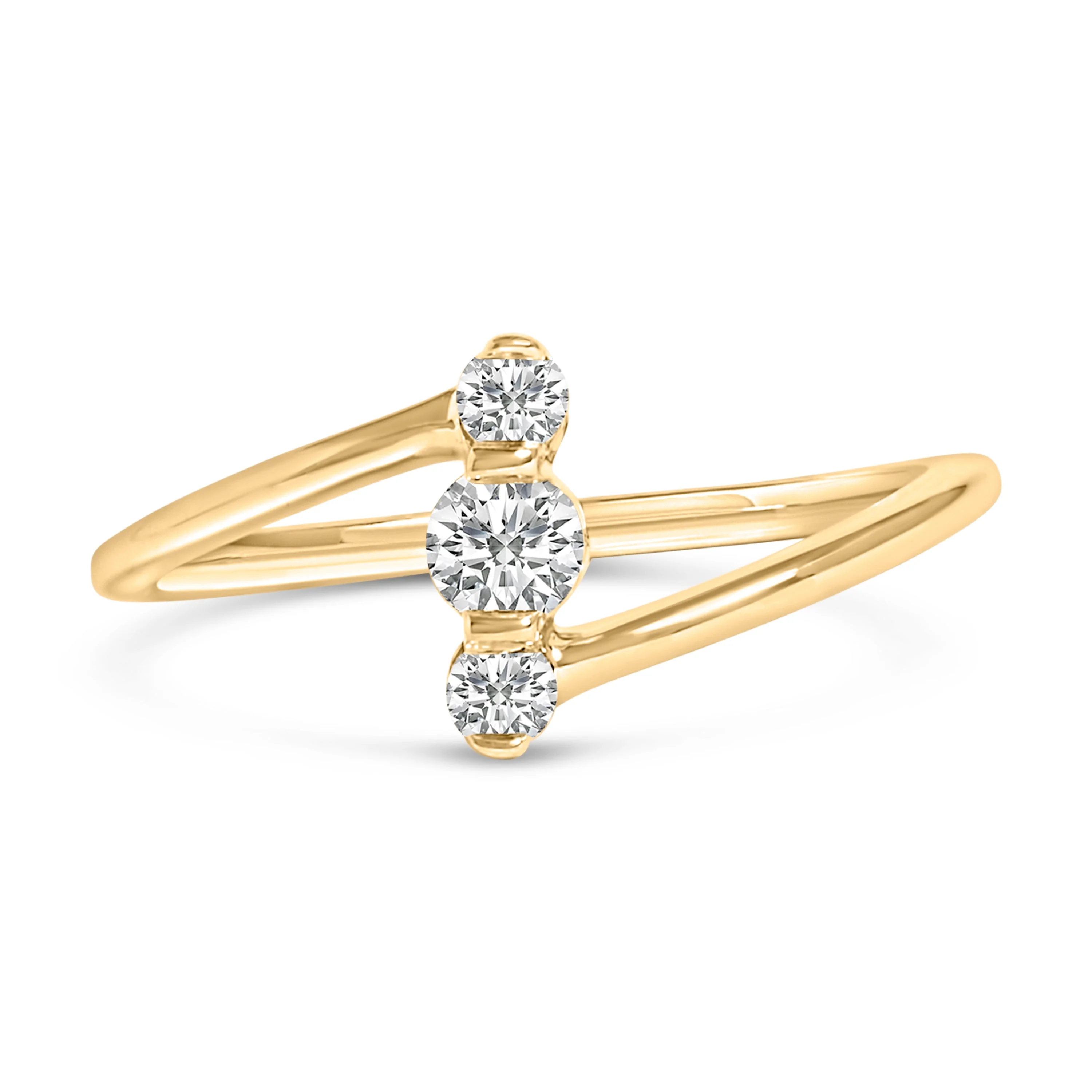 10K White Gold 1/4 Cttw Lab Grown Diamond Vertical Three Stone Ring - Image 6