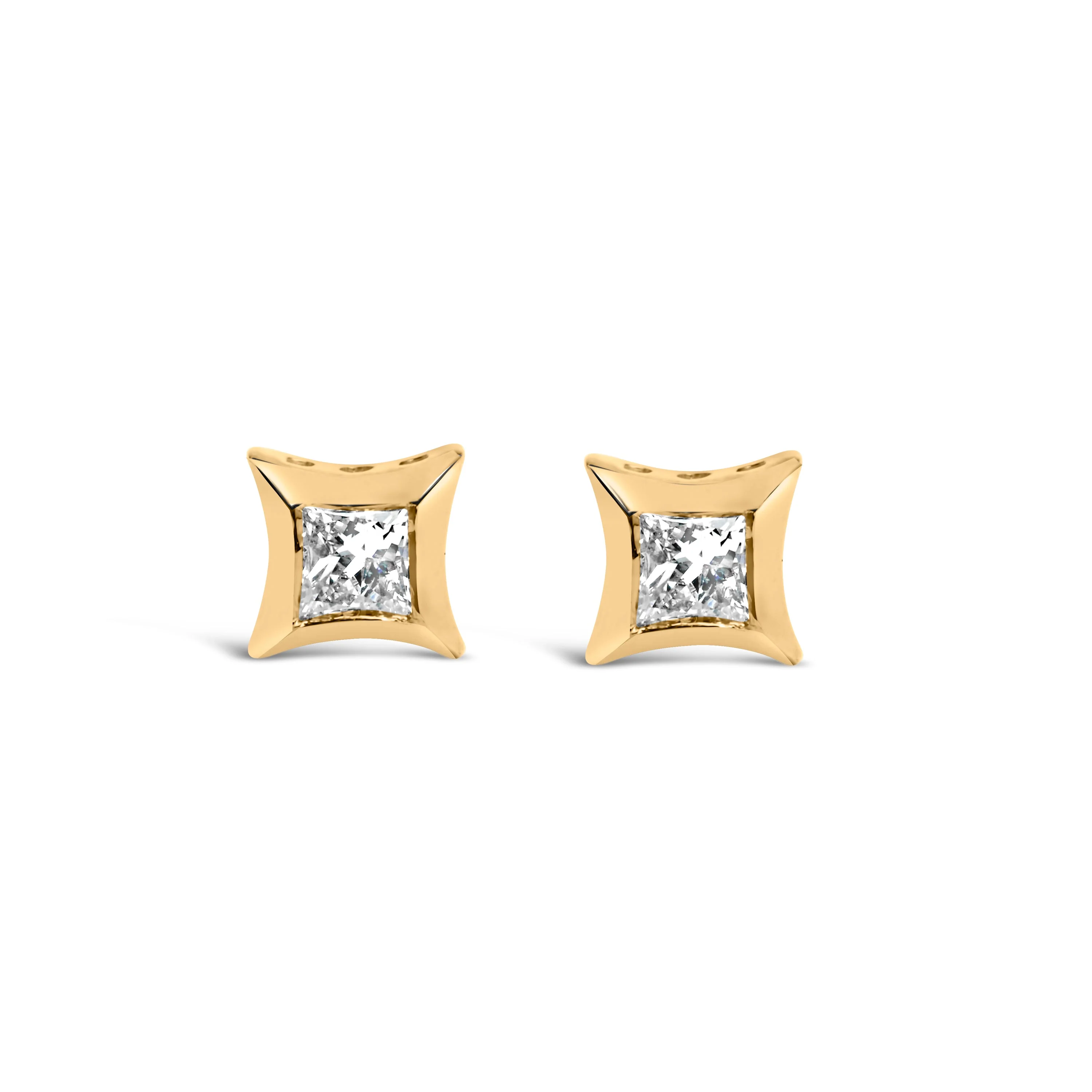 10K White Gold 1/5 Cttw Invisible Set Princess-Cut Diamond Stud Earrings (H-I Color, SI2-I1 Clarity) - Image 9