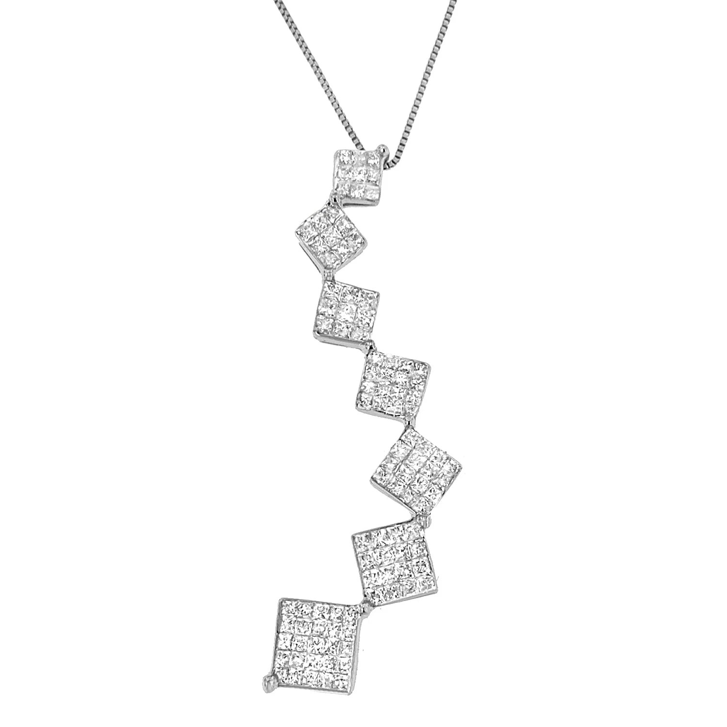 10K White Gold 1 cttw Diamond Snake Curved Pendant Necklace (H-I, I1-I2) - Image 2