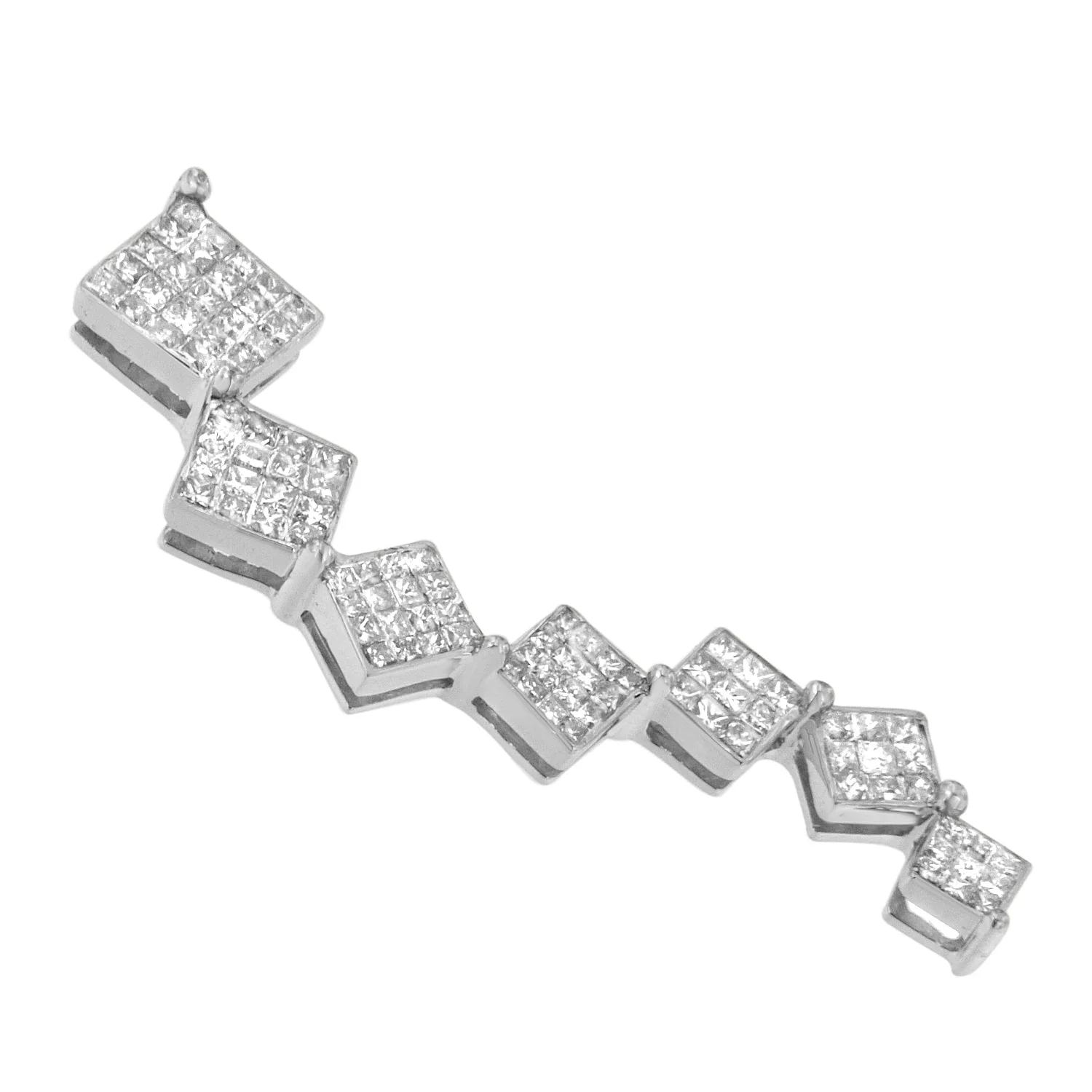 10K White Gold 1 cttw Diamond Snake Curved Pendant Necklace (H-I, I1-I2) - Image 3