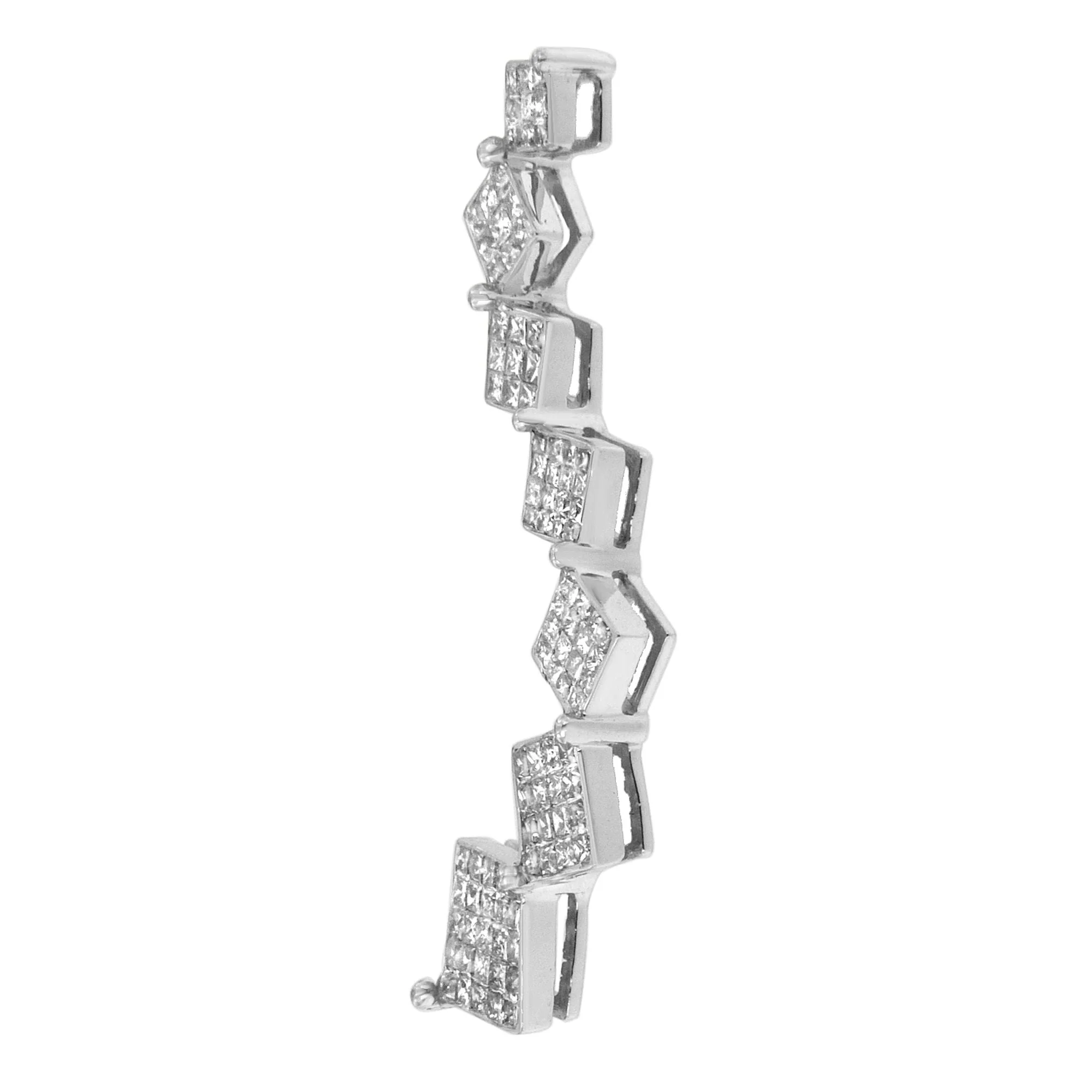 10K White Gold 1 cttw Diamond Snake Curved Pendant Necklace (H-I, I1-I2) - Image 7