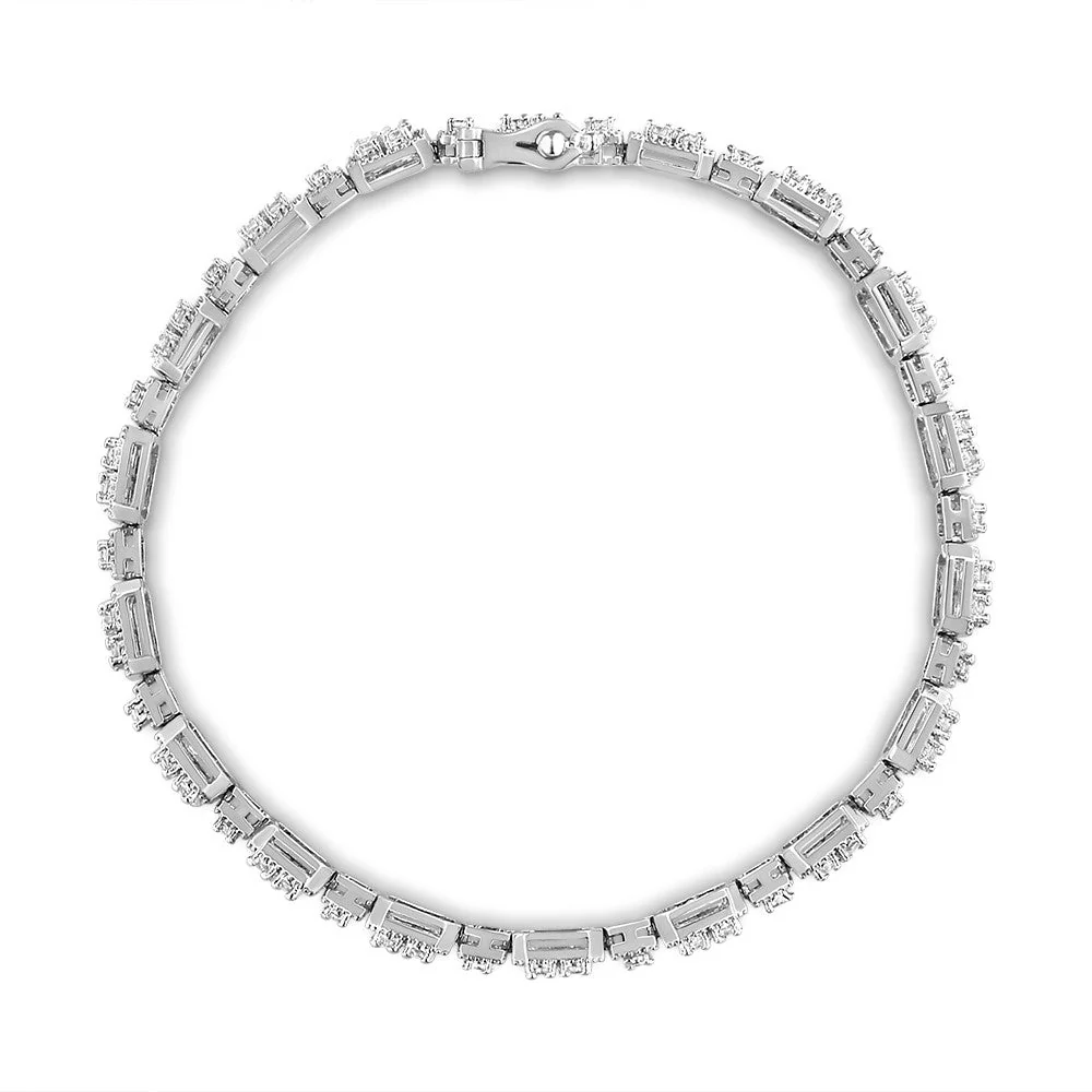 10K White Gold 2.0 Cttw Diamond Square Link Bracelet (J-K Color, I2-I3 Clarity) - Size 7.25" - Image 11