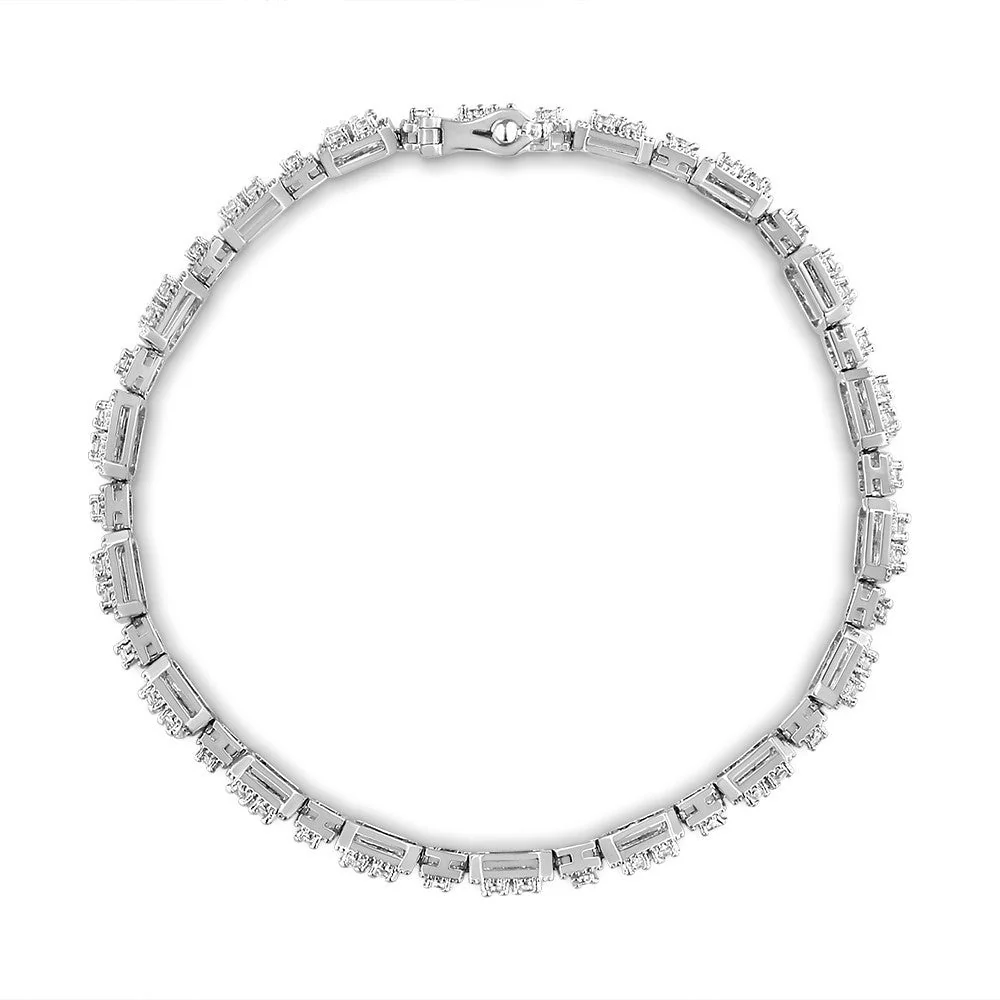 10K White Gold 2.0 Cttw Diamond Square Link Bracelet (J-K Color, I2-I3 Clarity) - Size 7.25" - Image 6
