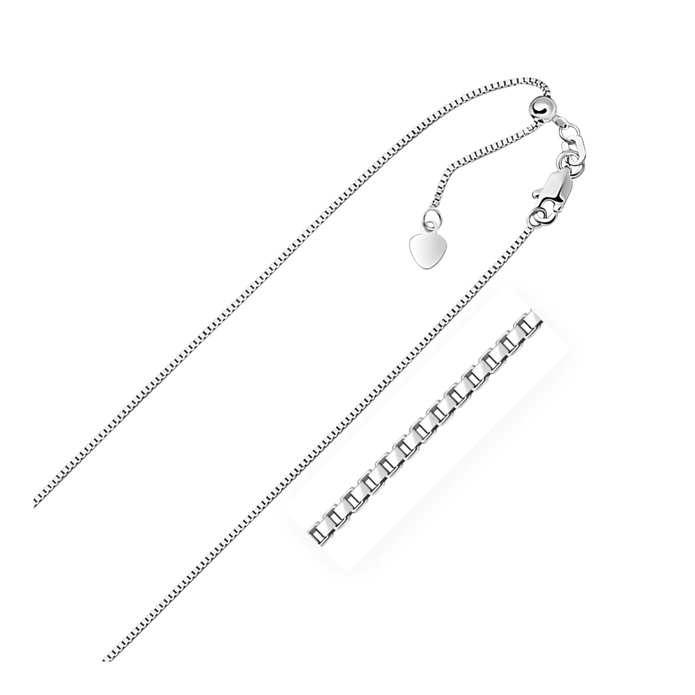 10k White Gold Adjustable Box Chain 0.85mm - Image 4