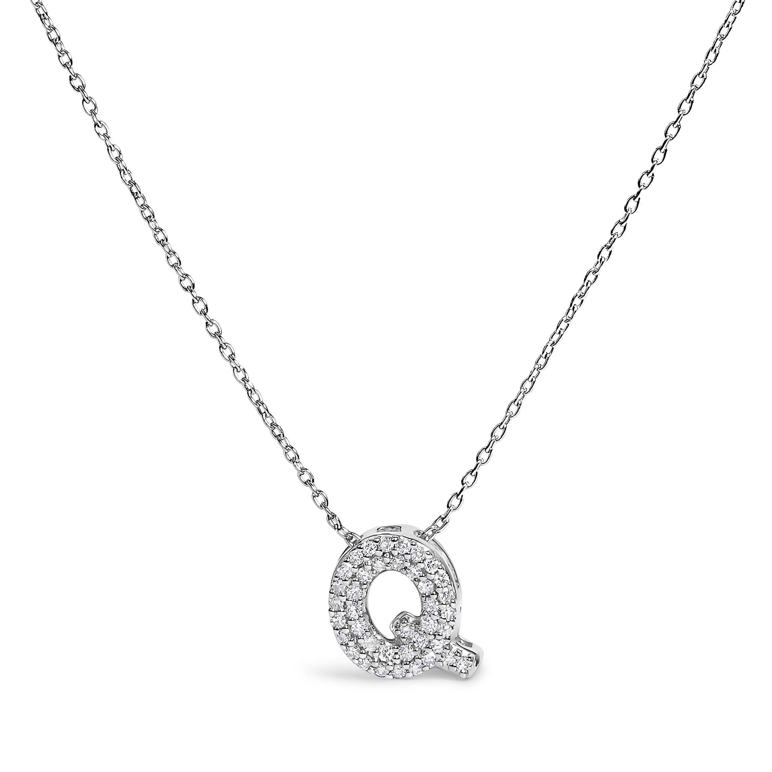 10K White Gold Diamond Accent "A" Initial Bubble Pendant Necklace - Image 18