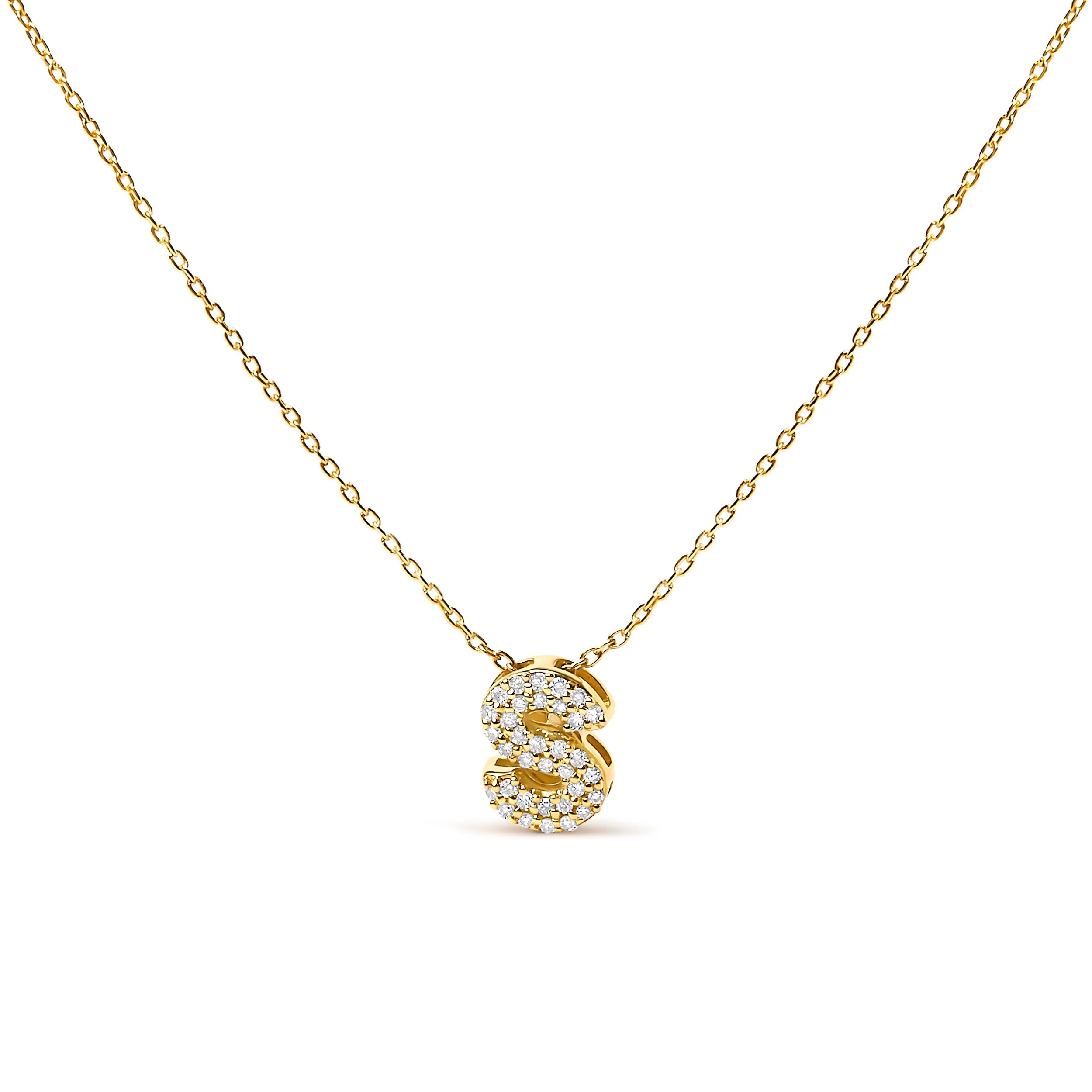 10K White Gold Diamond Accent "A" Initial Bubble Pendant Necklace - Image 45