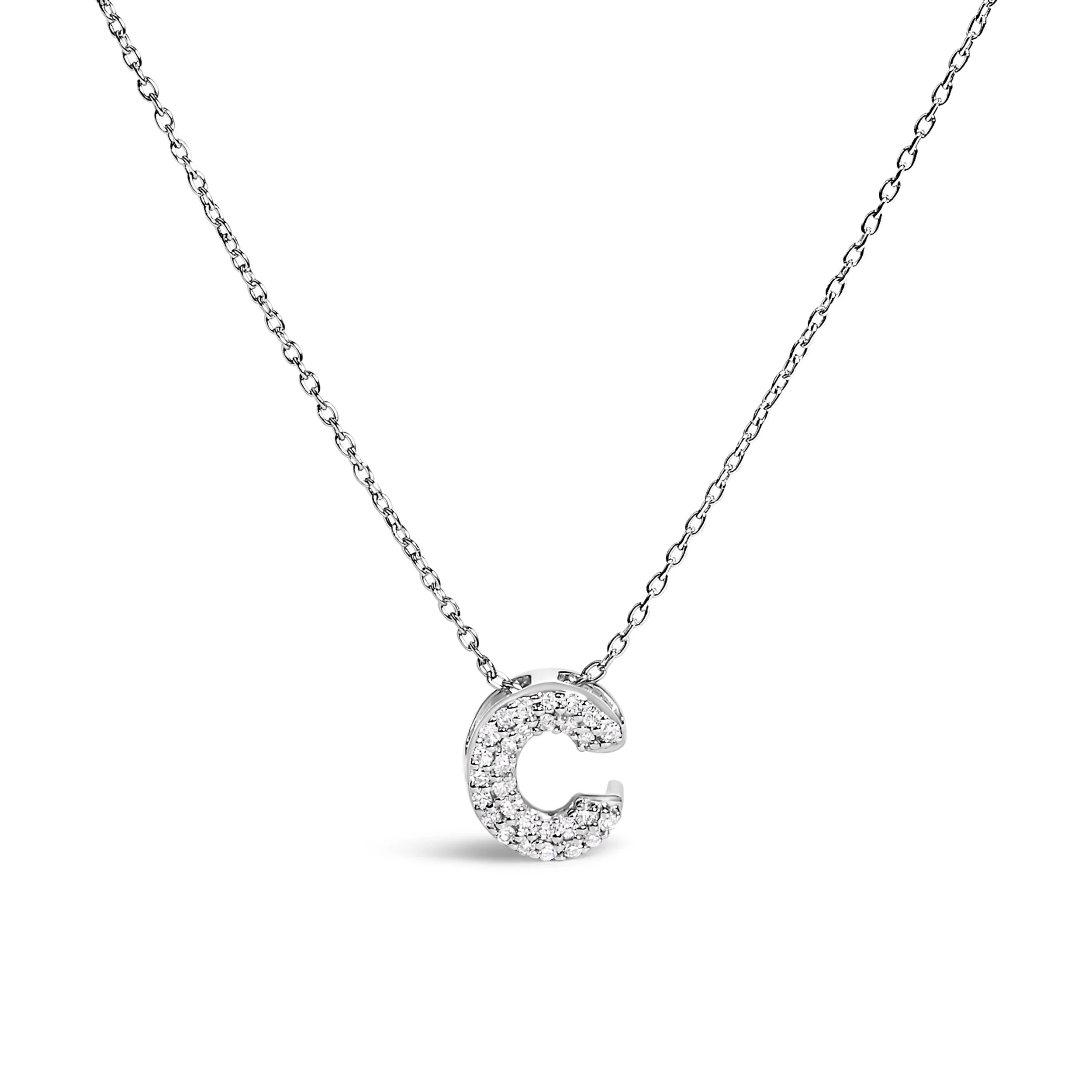 10K White Gold Diamond Accent "A" Initial Bubble Pendant Necklace - Image 5