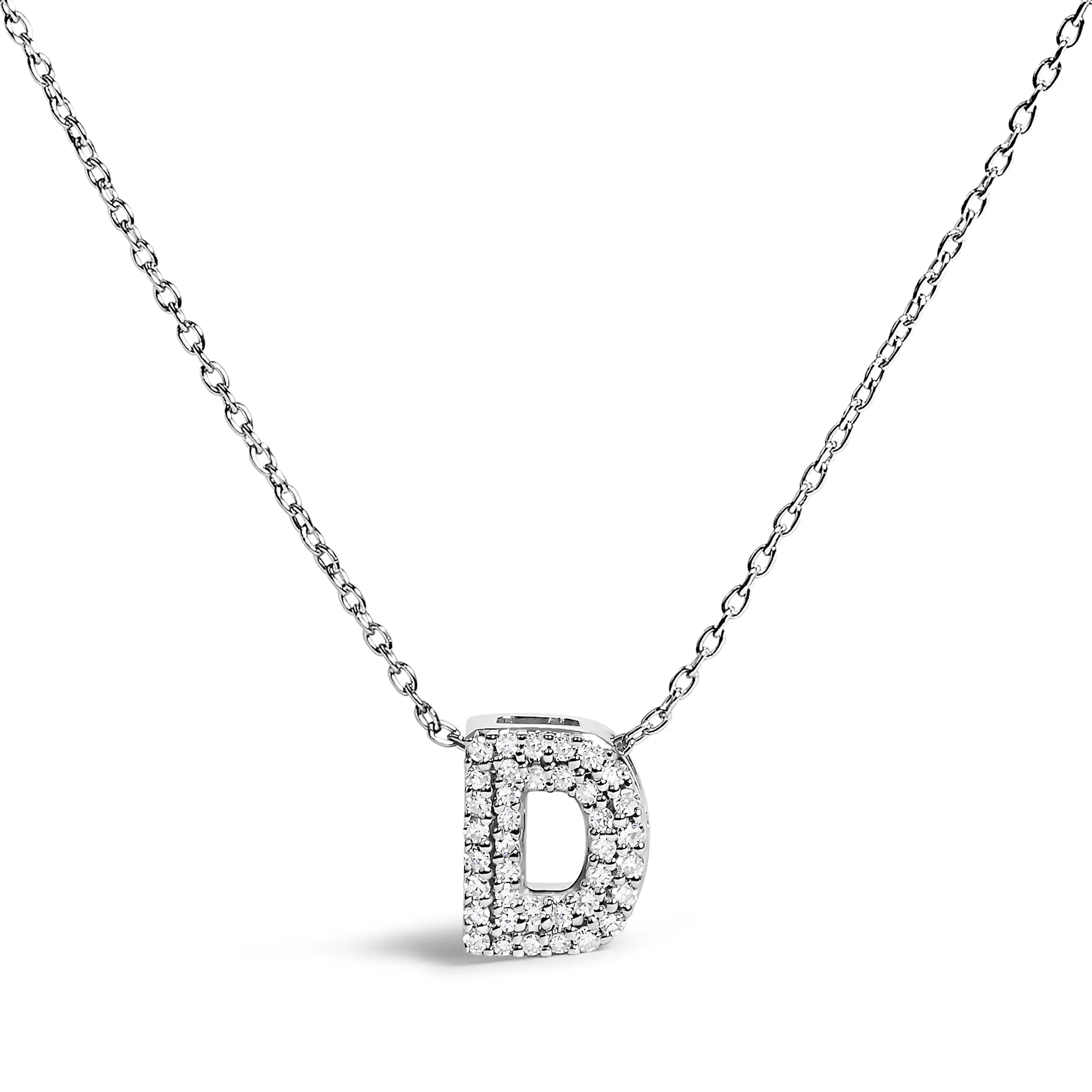 10K White Gold Diamond Accent "A" Initial Bubble Pendant Necklace - Image 6
