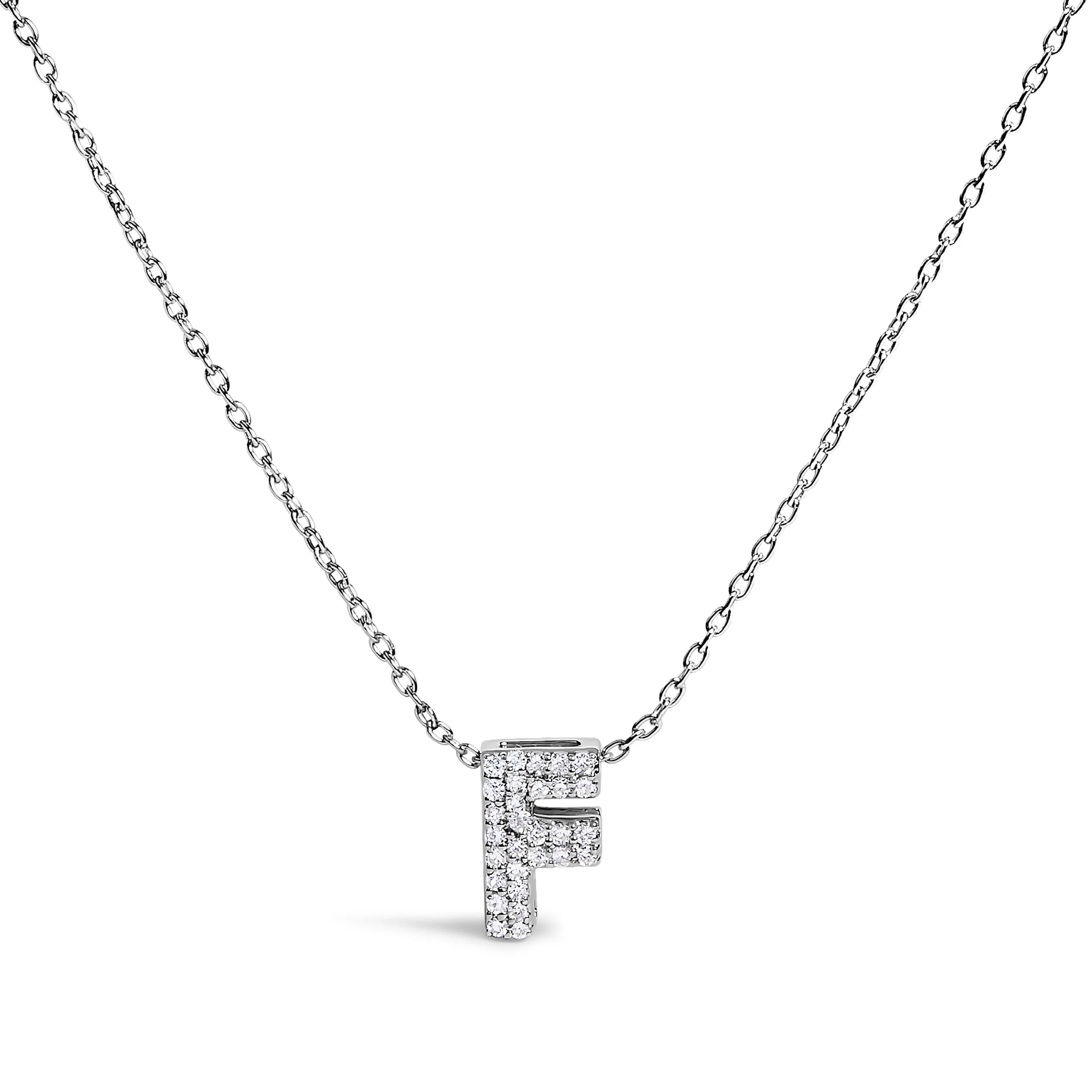 10K White Gold Diamond Accent "A" Initial Bubble Pendant Necklace - Image 8