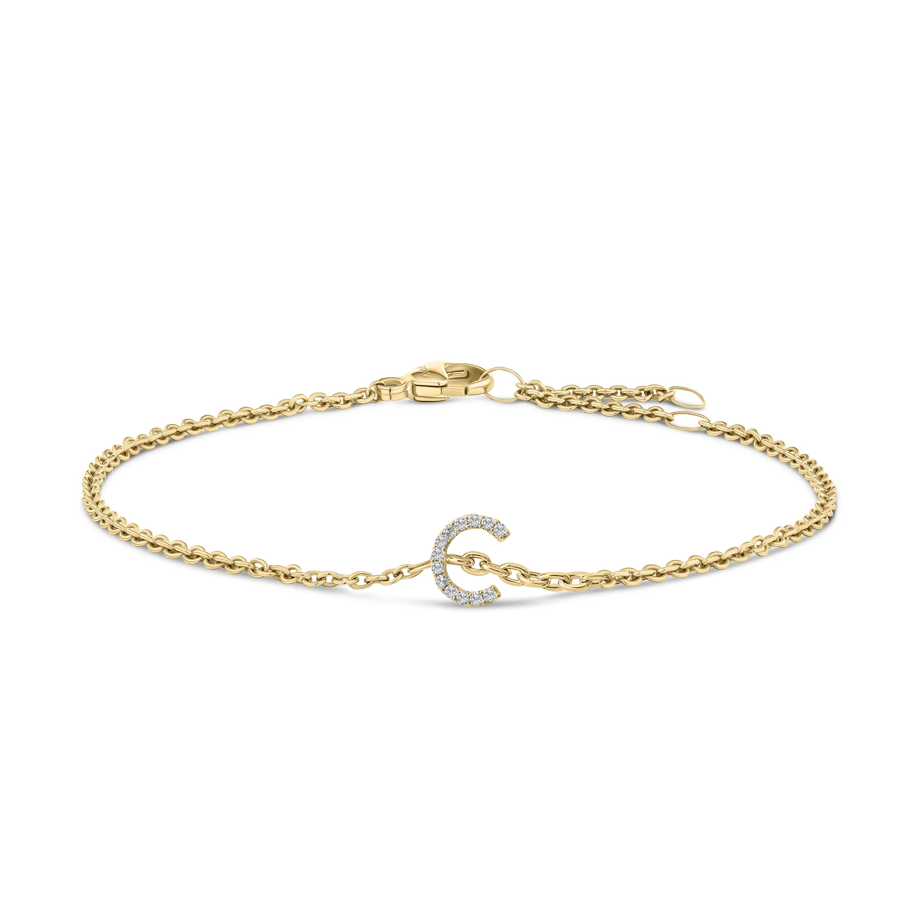10K White Gold Diamond Accent "A" Initial Charm and Link Bracelet - Image 32