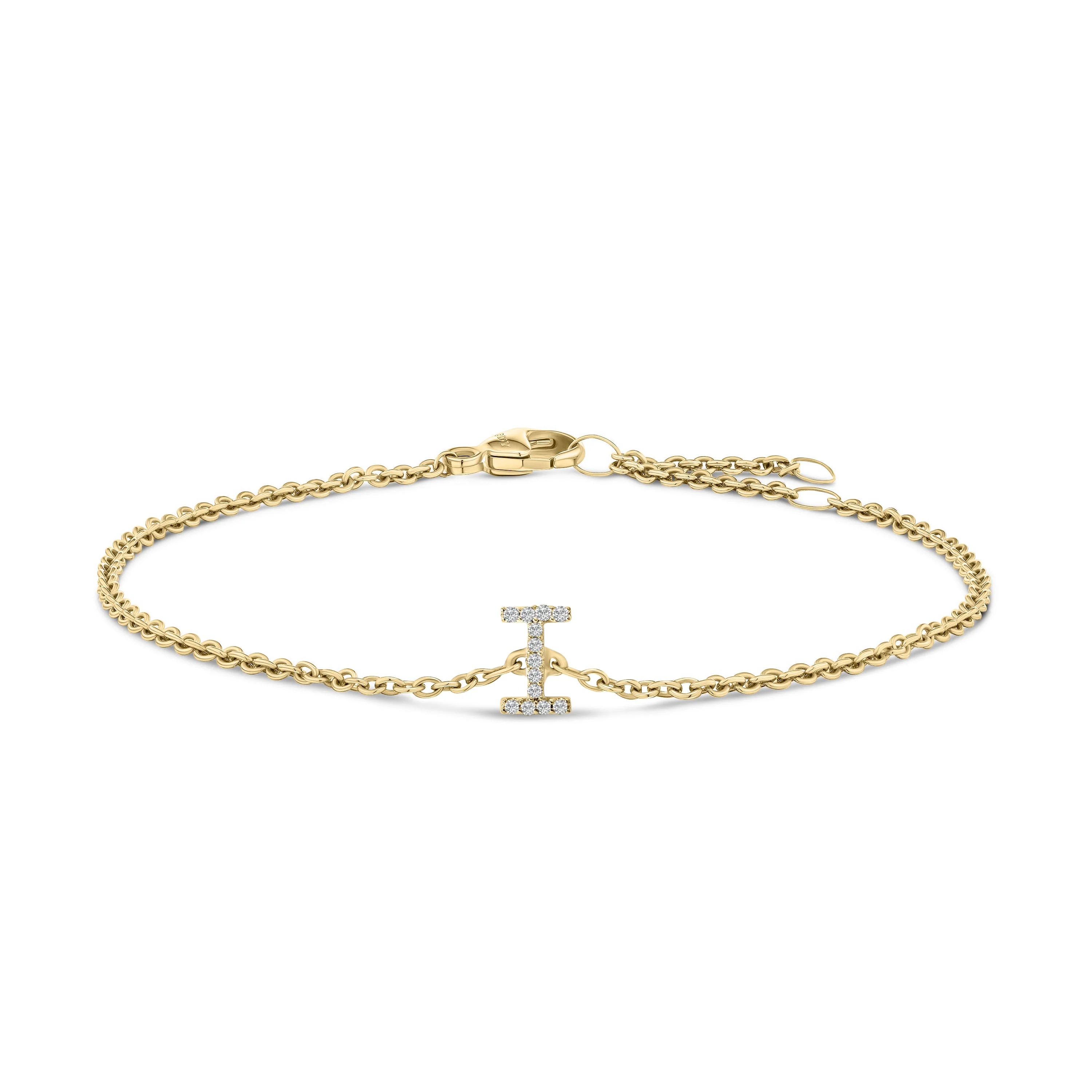 10K White Gold Diamond Accent "A" Initial Charm and Link Bracelet - Image 38