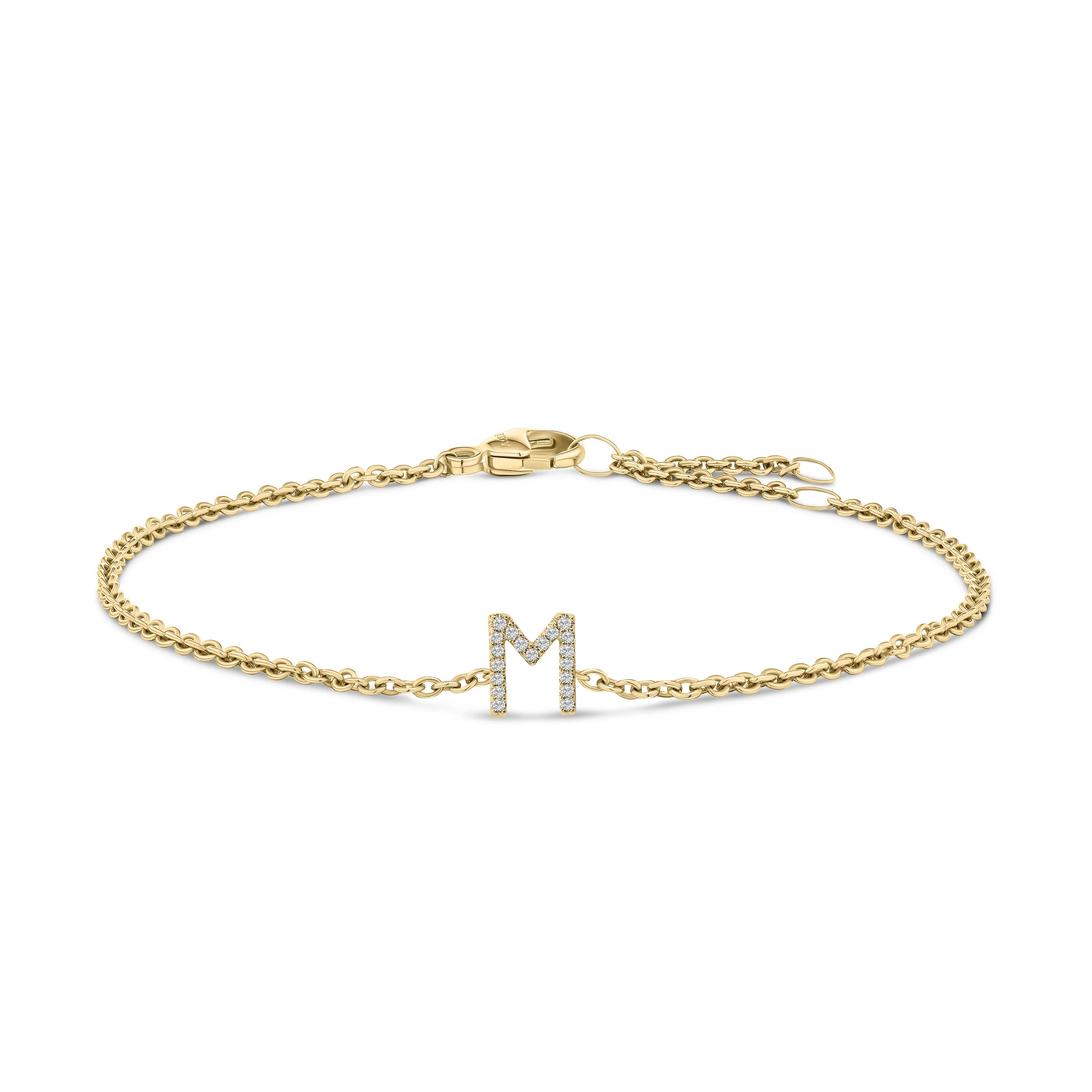 10K White Gold Diamond Accent "A" Initial Charm and Link Bracelet - Image 42