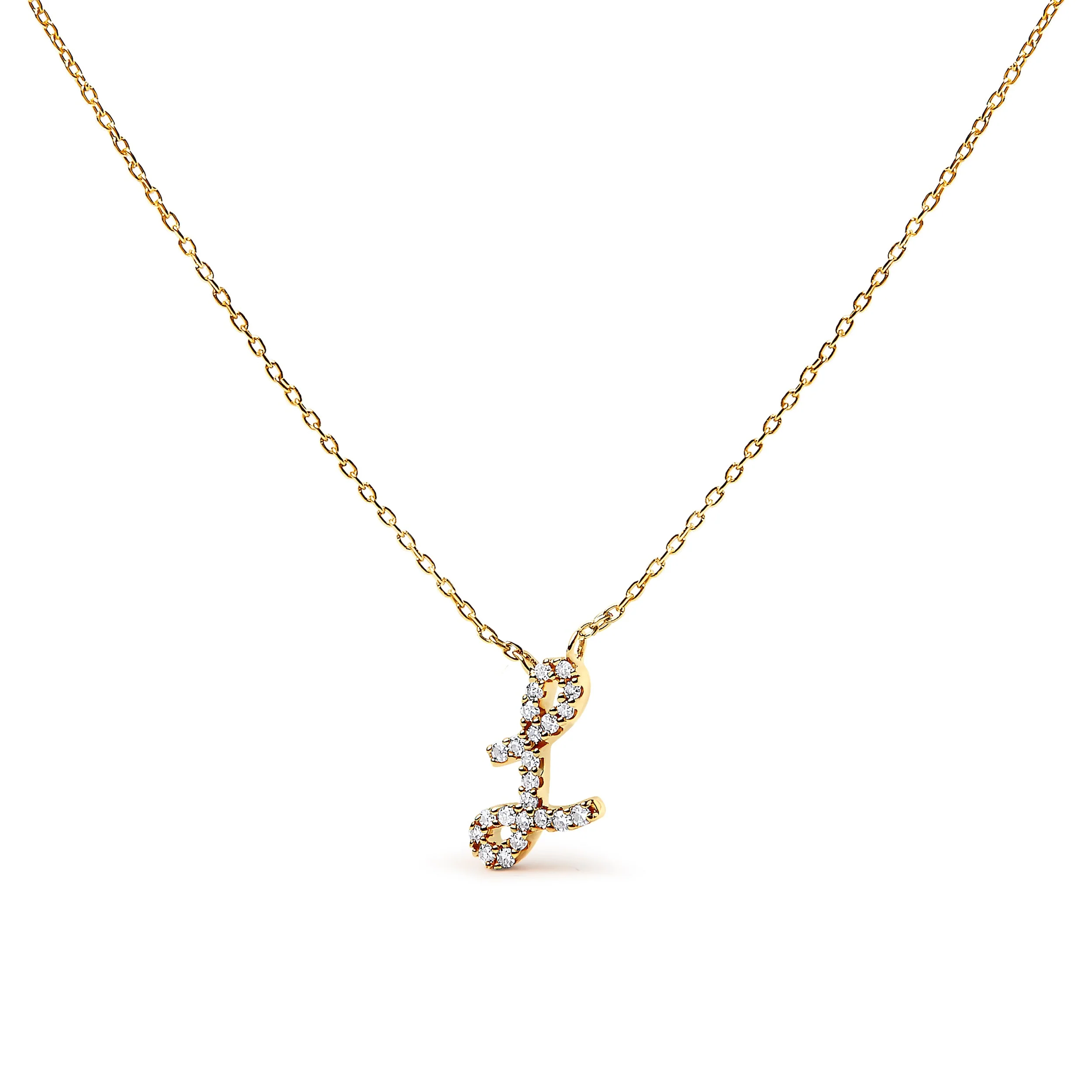 10K White Gold Diamond Accent "A" Initial Script Style Pendant Necklace - Image 40