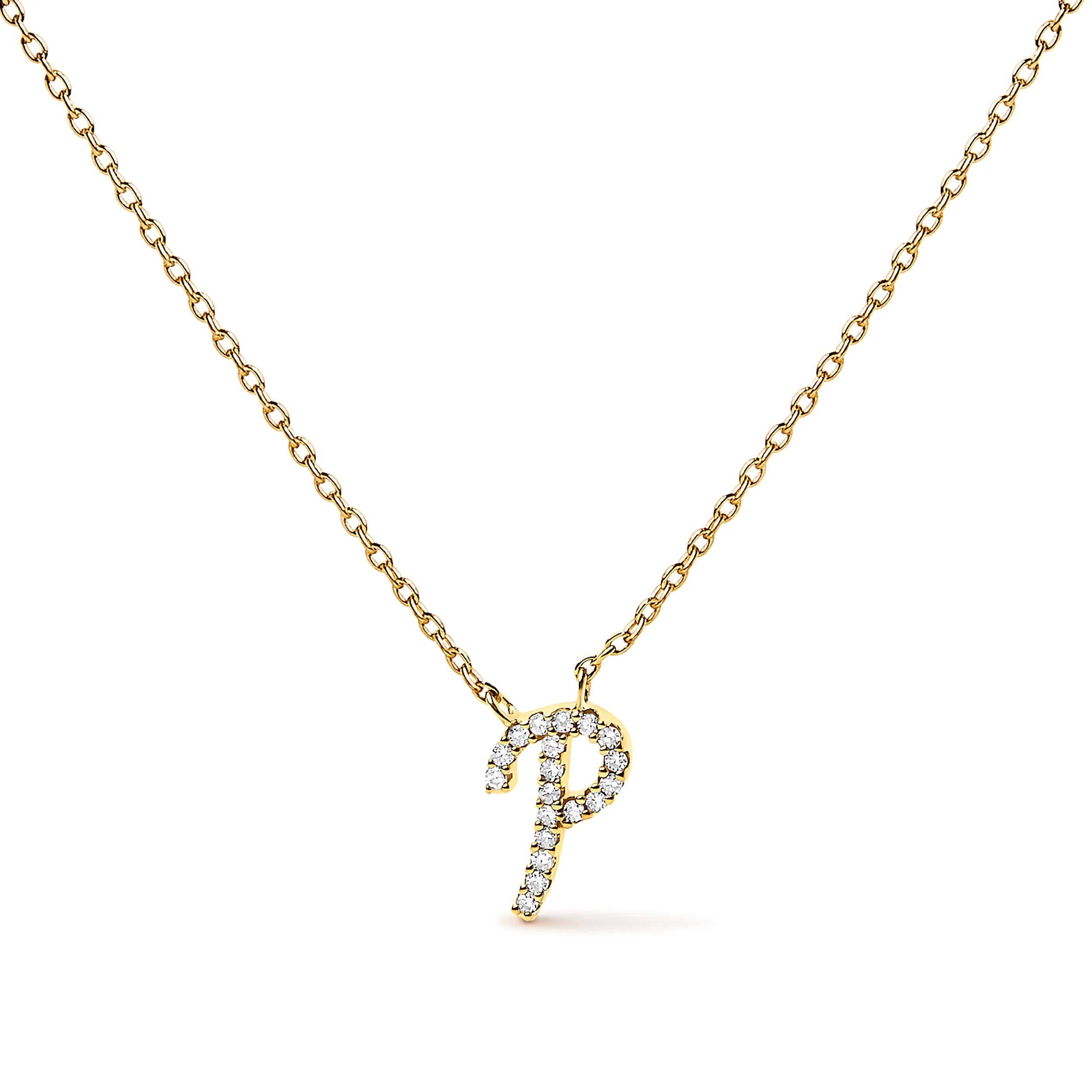 10K White Gold Diamond Accent "A" Initial Script Style Pendant Necklace - Image 44