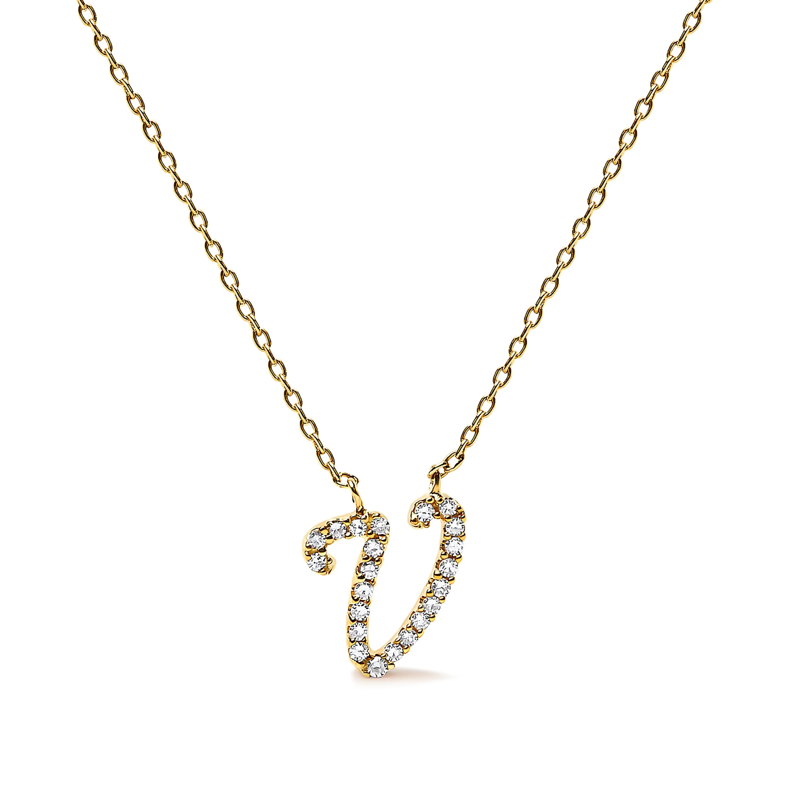 10K White Gold Diamond Accent "A" Initial Script Style Pendant Necklace - Image 50