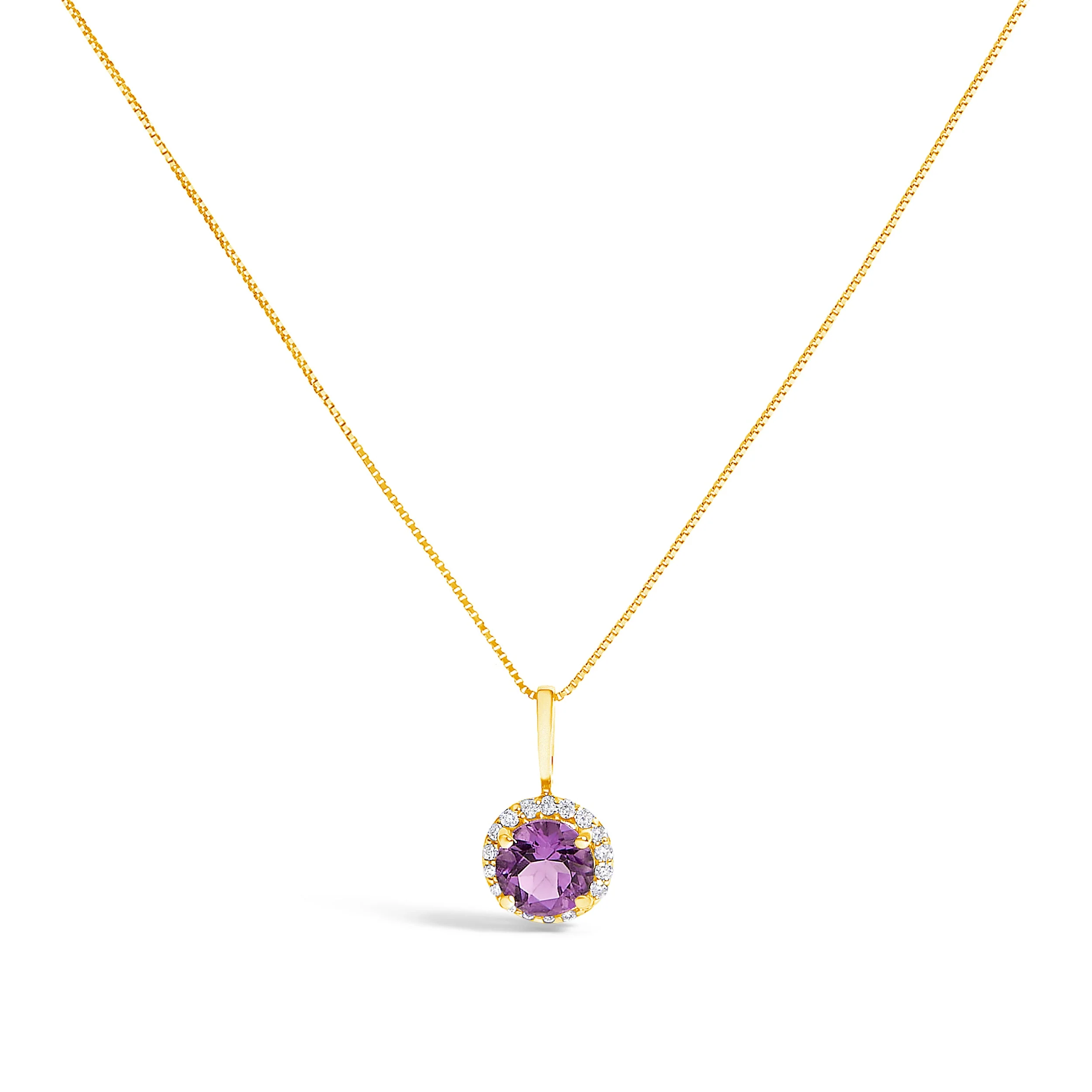 10K White Gold Purple Amethyst and 1/10 Cttw Diamond Accent Halo Pendant Necklace - Image 15