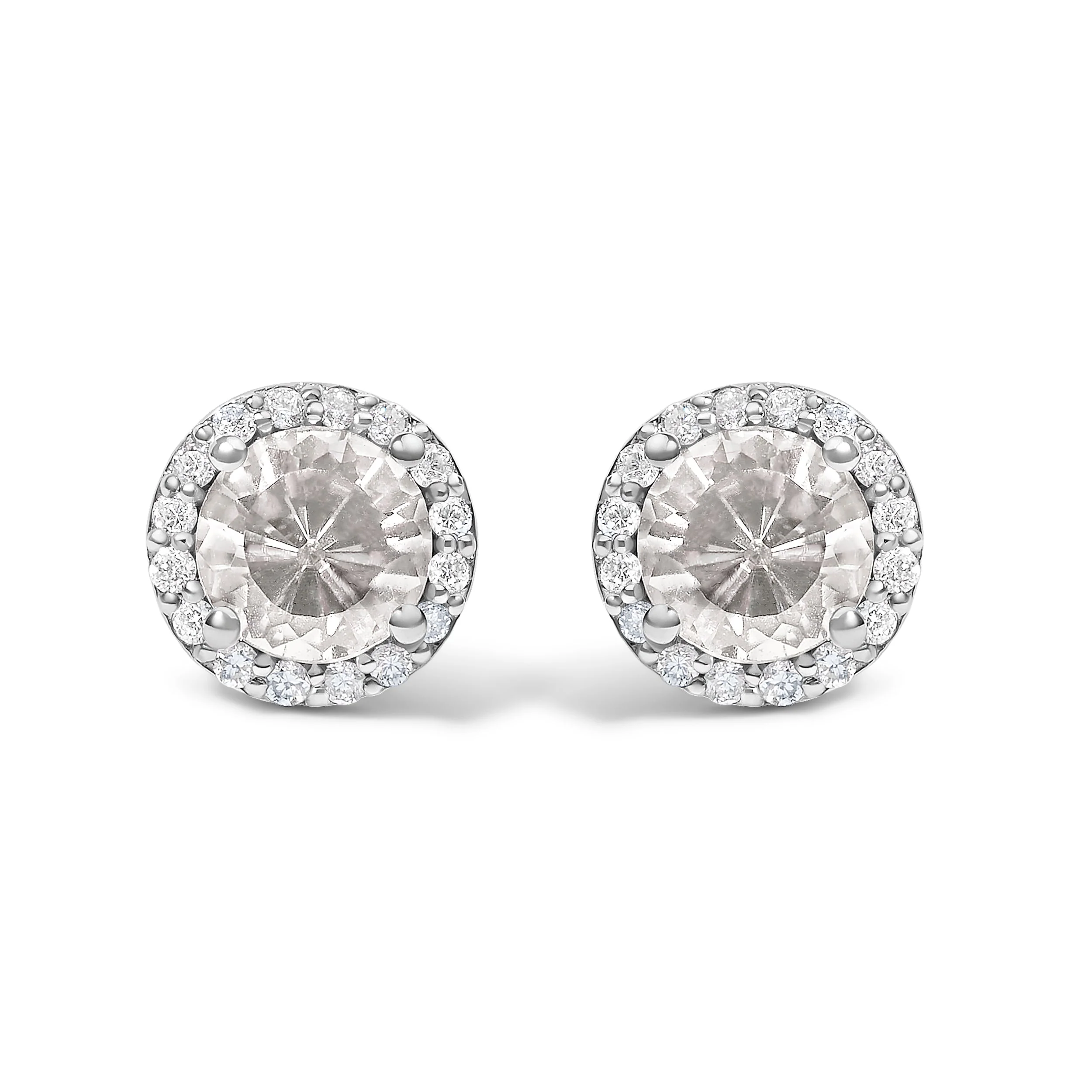 10K White Gold Purple Amethyst and 1/6 Cttw Diamond Halo Stud Earring - Image 14