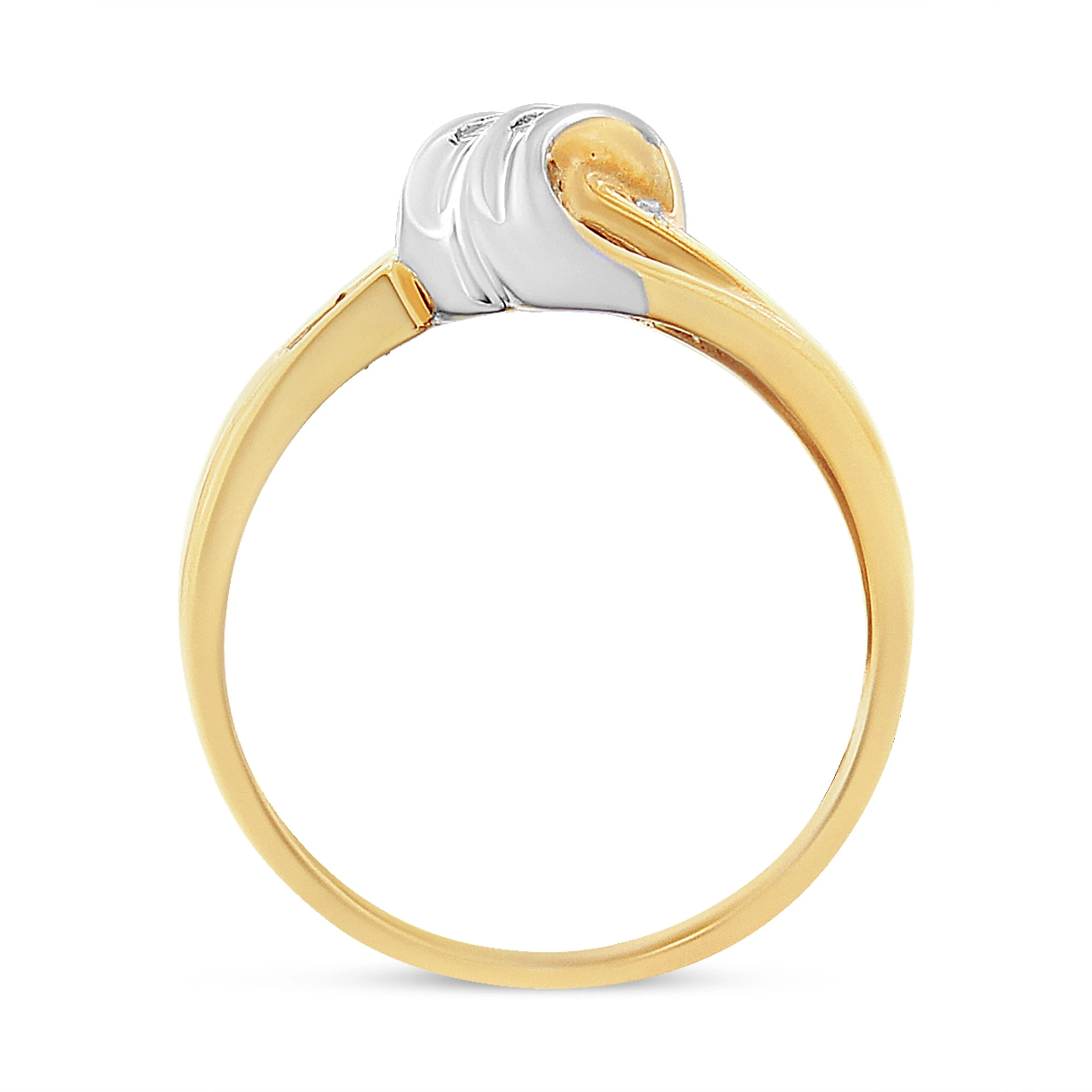 10K Yellow and White Gold 1.00 Cttw Round And Baguette-Cut Diamond Accent Bypass Ring (H-I Color, I2-I3 Clarity) - Ring Size 7 - Image 4