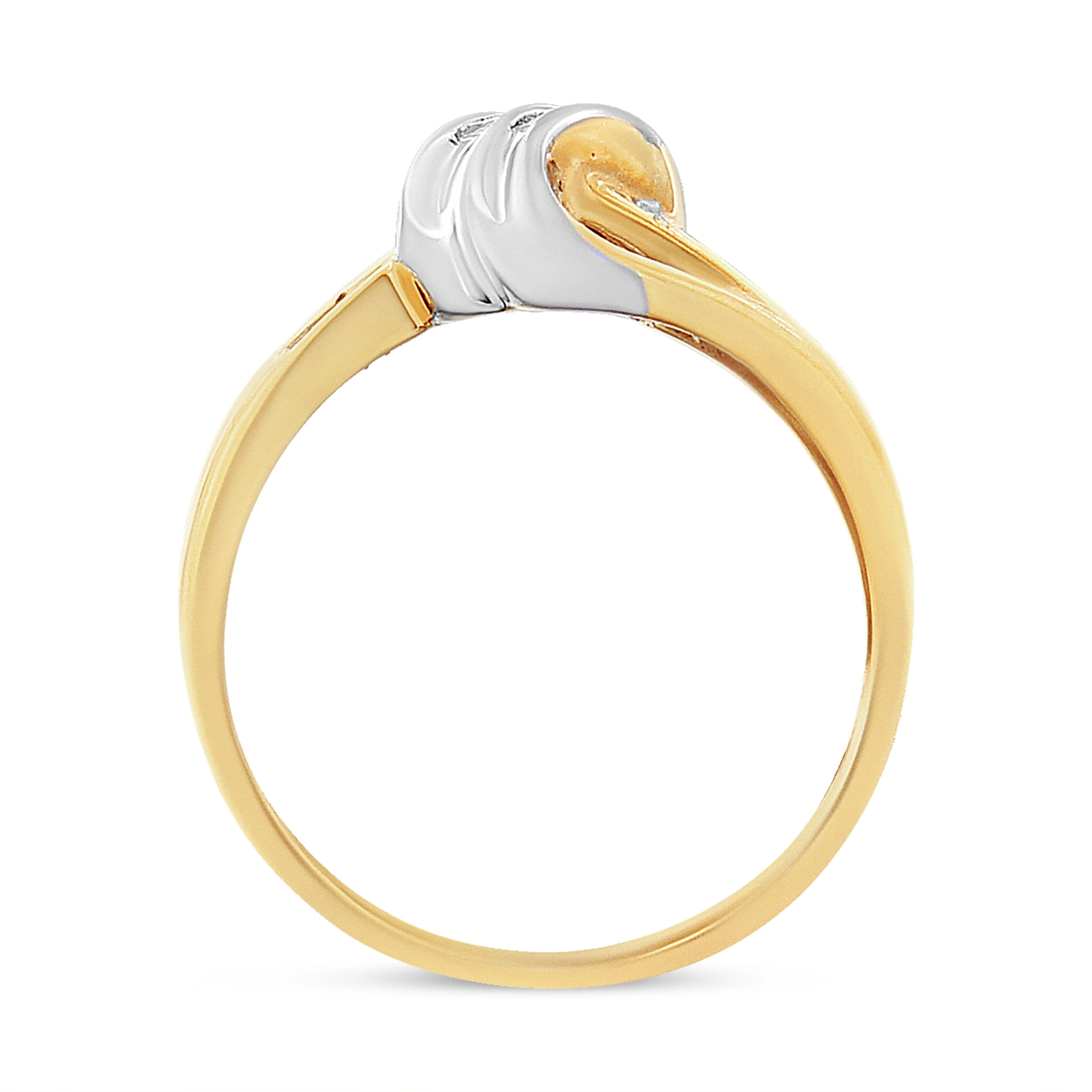 10K Yellow and White Gold 1.00 Cttw Round And Baguette-Cut Diamond Accent Bypass Ring (H-I Color, I2-I3 Clarity) - Ring Size 7 - Image 8