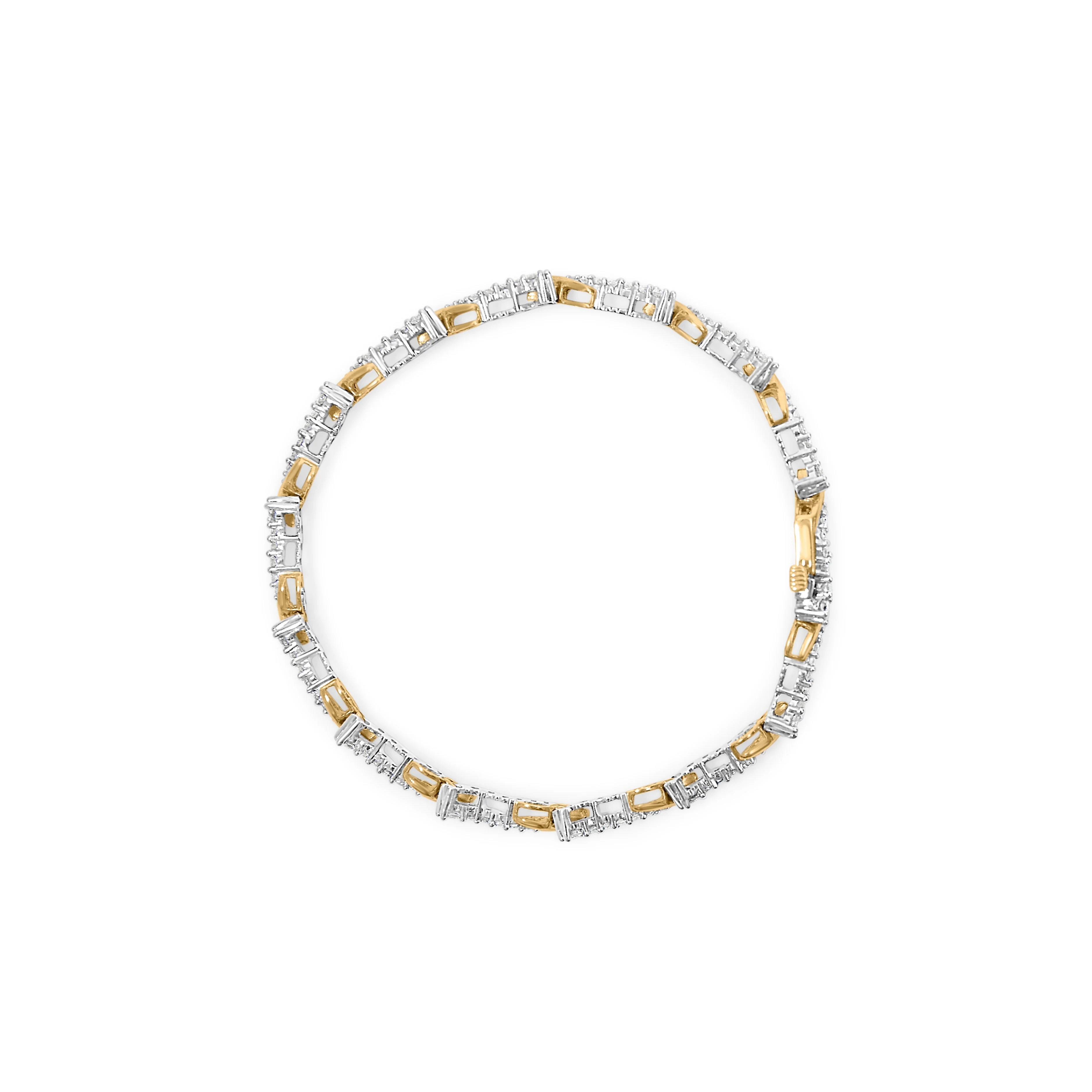 10K Yellow and White Gold 2.00 Cttw Diamond "S" Link 7" Bracelet (H-I Color, I2-I3 Clarity) - Image 7