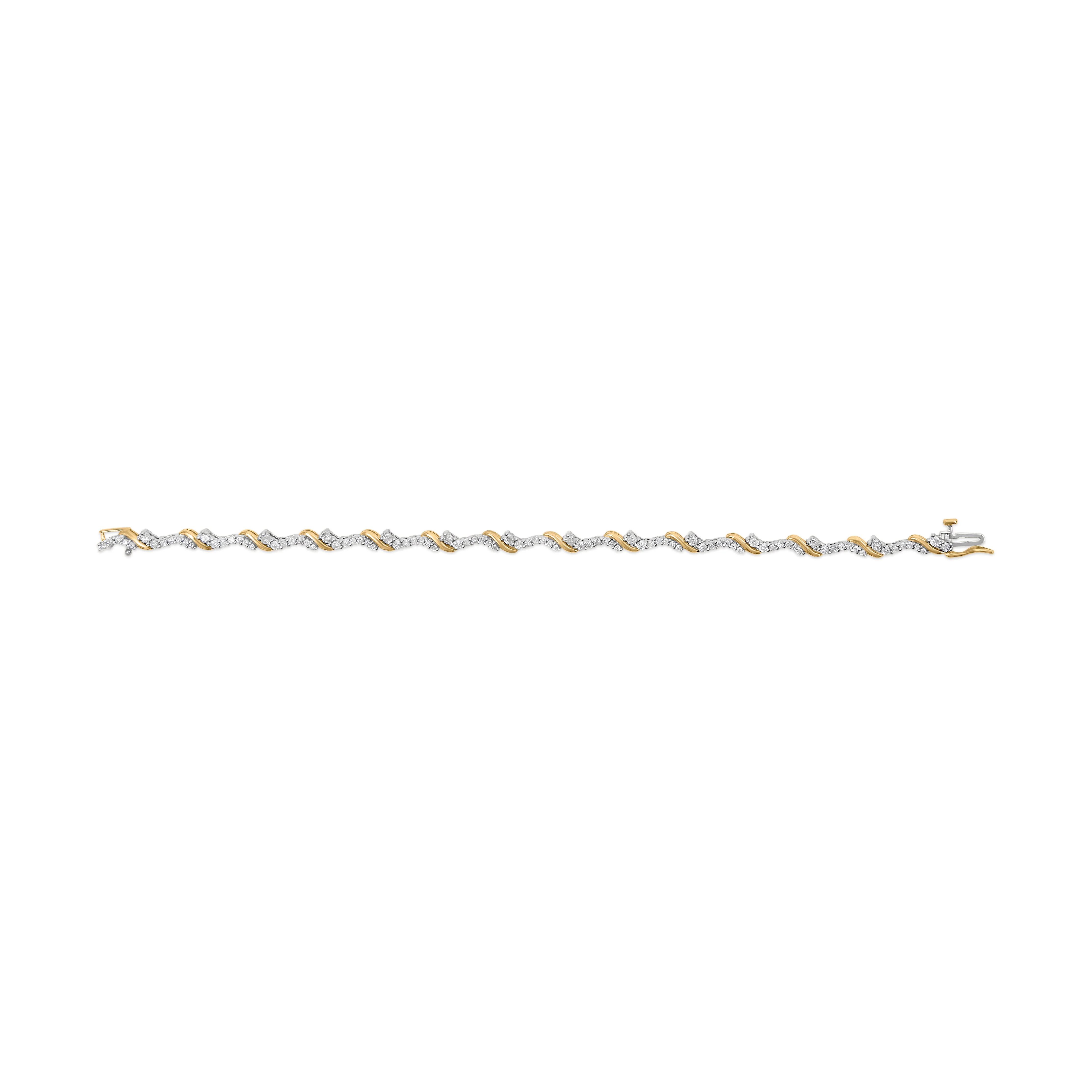 10K Yellow and White Gold 2.00 Cttw Diamond "S" Link 7" Bracelet (H-I Color, I2-I3 Clarity) - Image 8