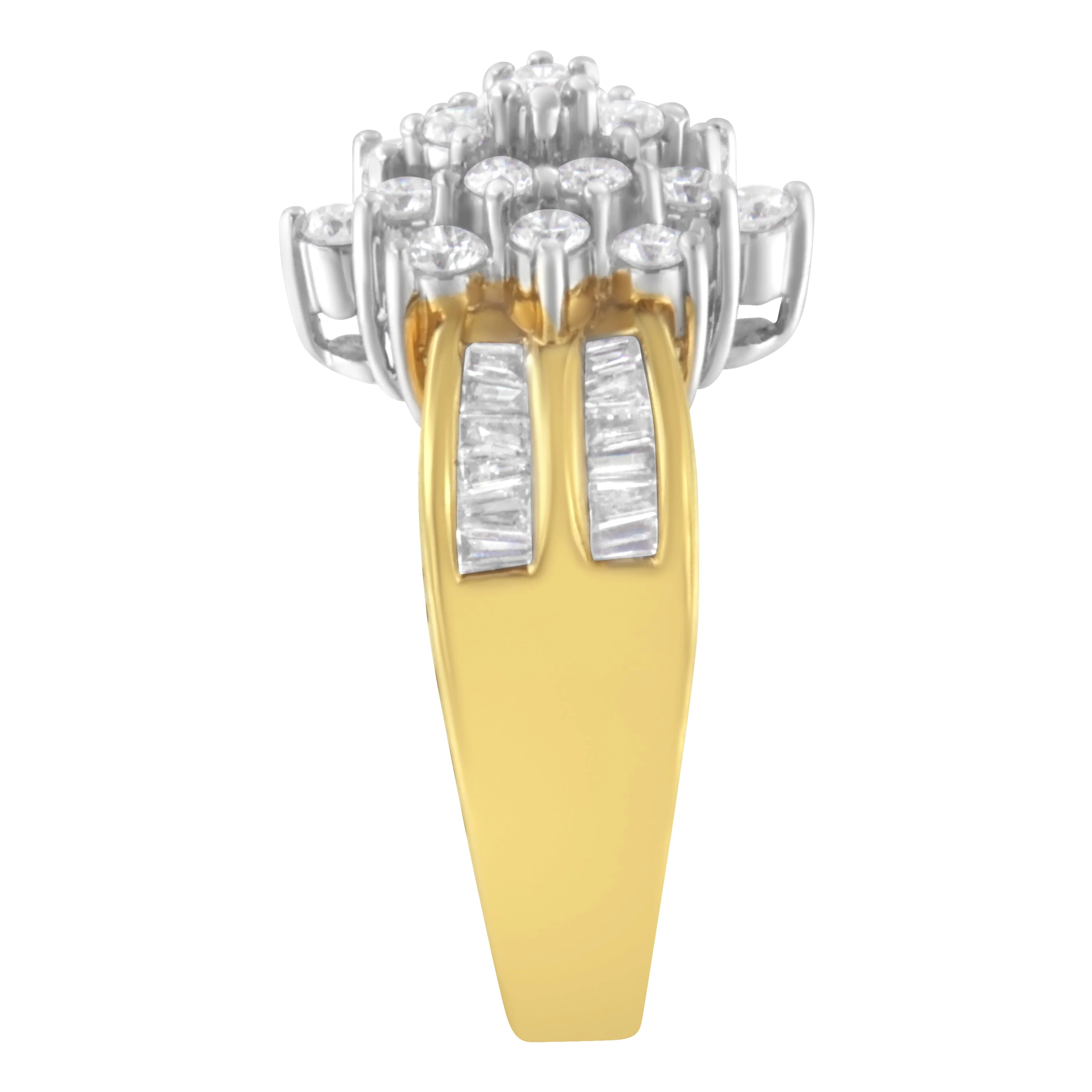 10K Yellow Gold 1.0 Cttw Marquise Composite Diamond Cluster Cocktail Ring (H-I Color, SI2-I1 Clarity) - Size 7 - Image 5