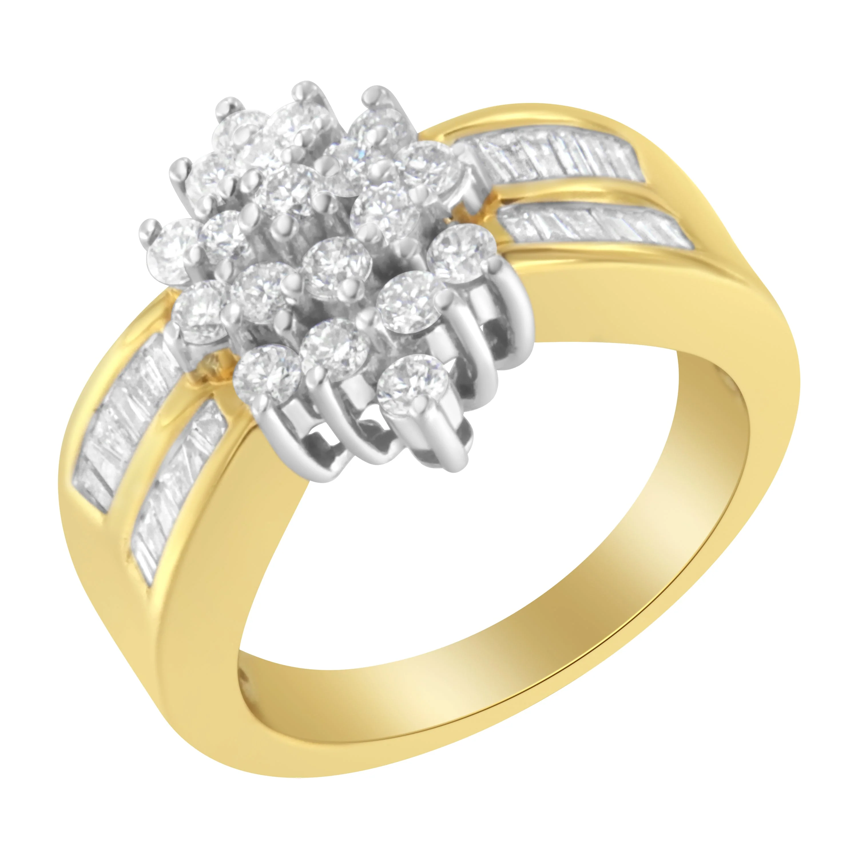 10K Yellow Gold 1.0 Cttw Marquise Composite Diamond Cluster Cocktail Ring (H-I Color, SI2-I1 Clarity) - Size 7 - Image 9