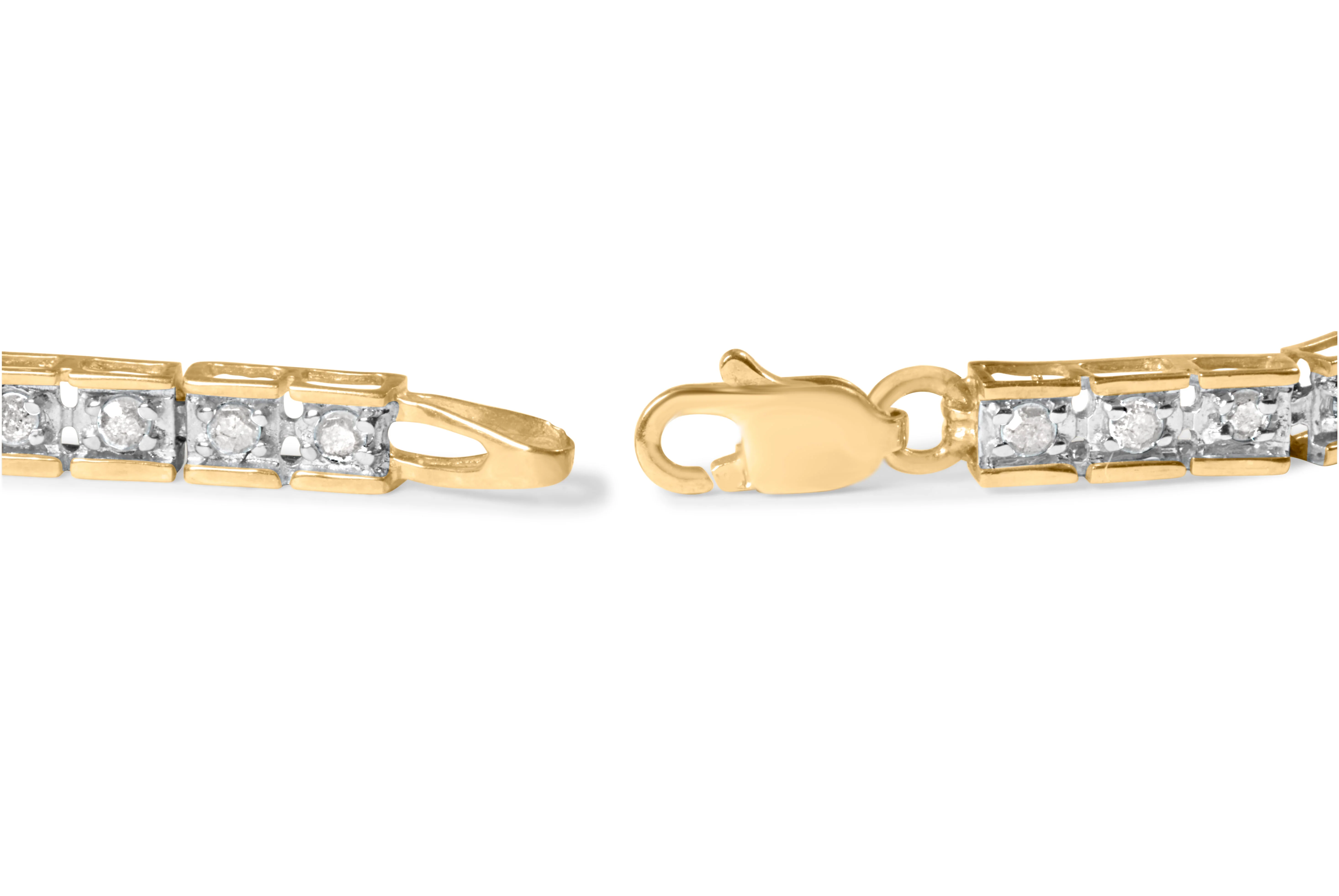 10K Yellow Gold 1.0 Cttw Round Diamond Pave Link Bracelet - Image 5