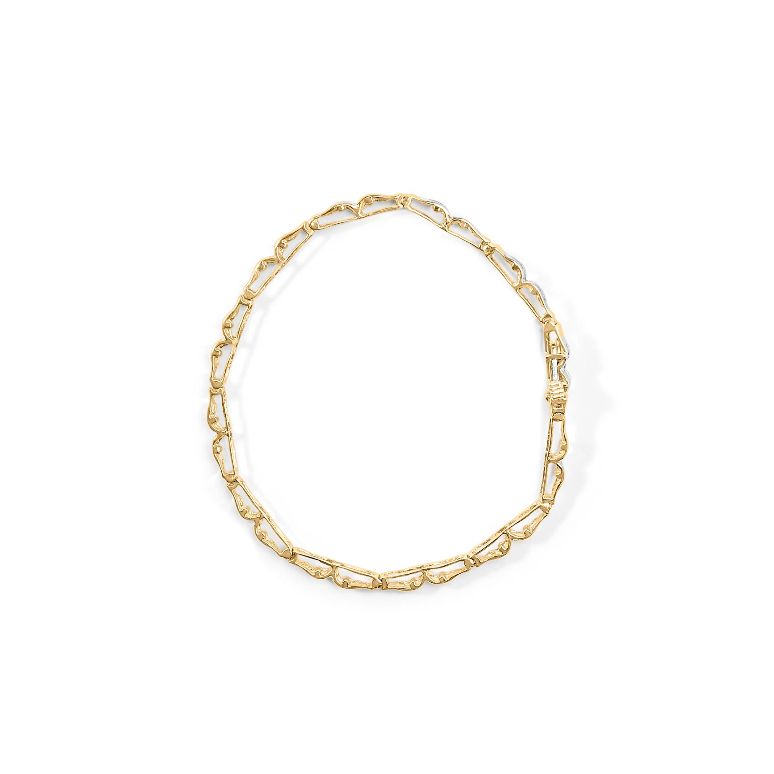 10k Yellow Gold 1.00 Cttw Baguette-Cut Channel Diamond Link Bracelet - Image 2