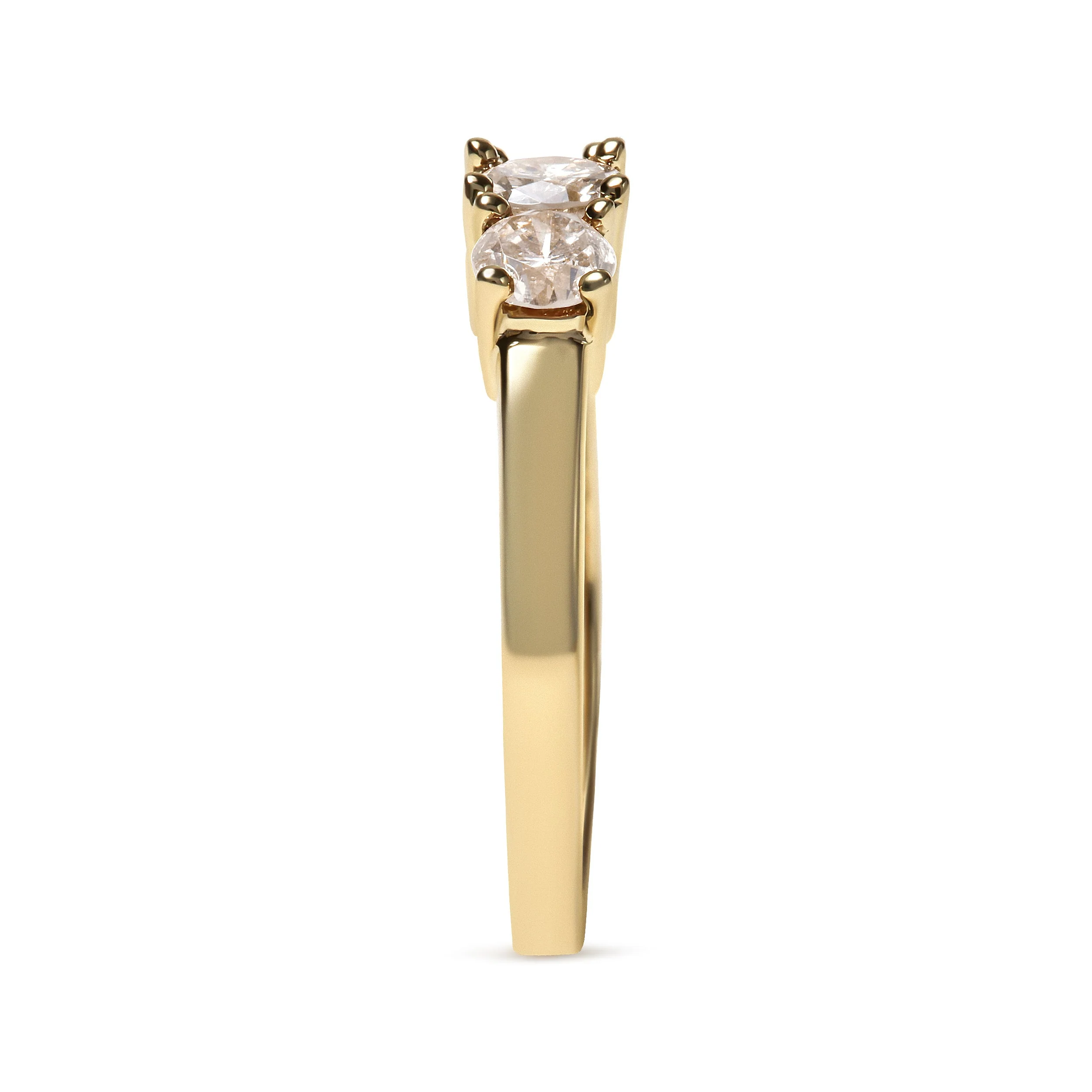 10K Yellow Gold 1.00 Cttw Champagne Diamond 3-Stone Band Ring (J-K Color, I1-I2 Clarity) - Size 7 - Image 4