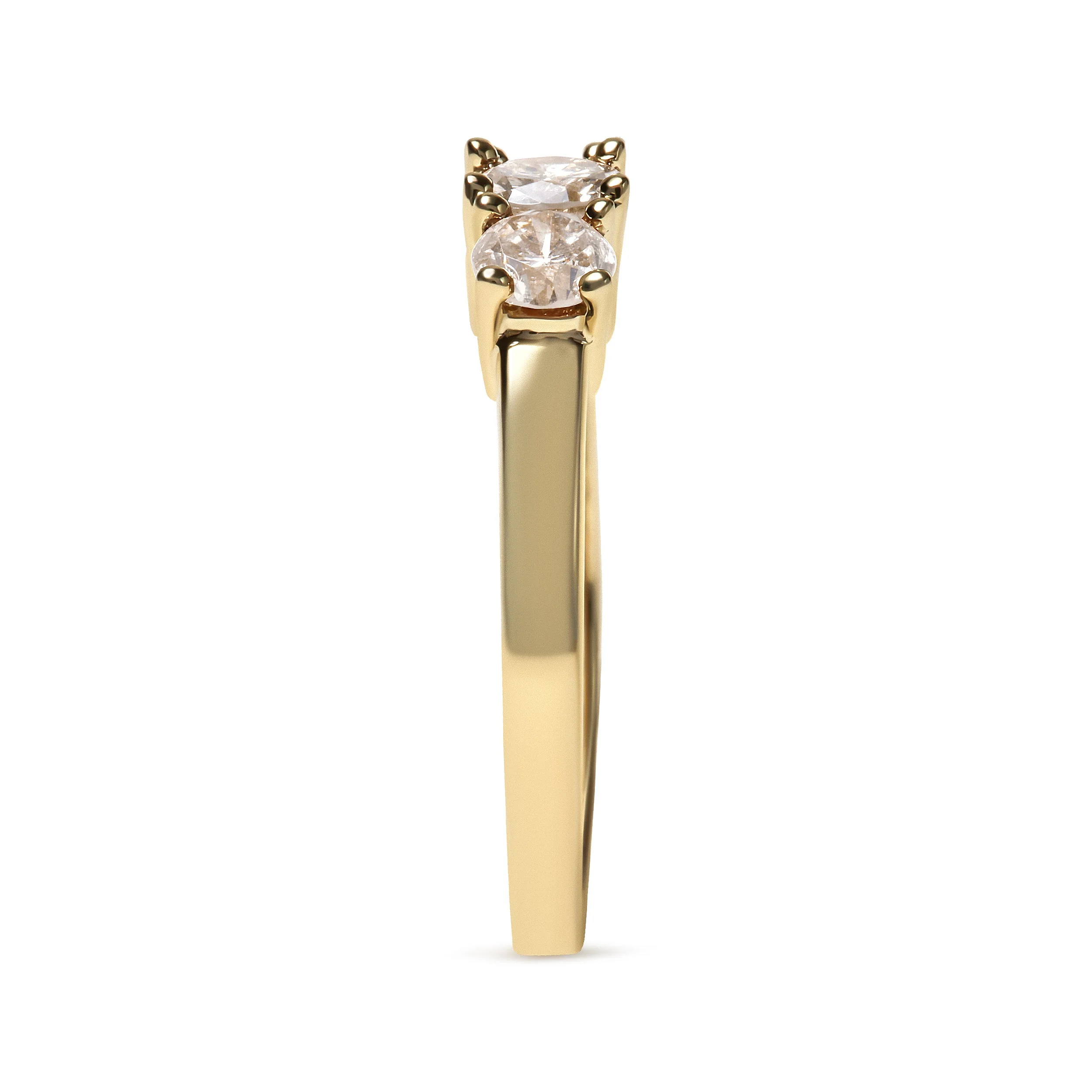 10K Yellow Gold 1.00 Cttw Champagne Diamond 3-Stone Band Ring (J-K Color, I1-I2 Clarity) - Size 7 - Image 8