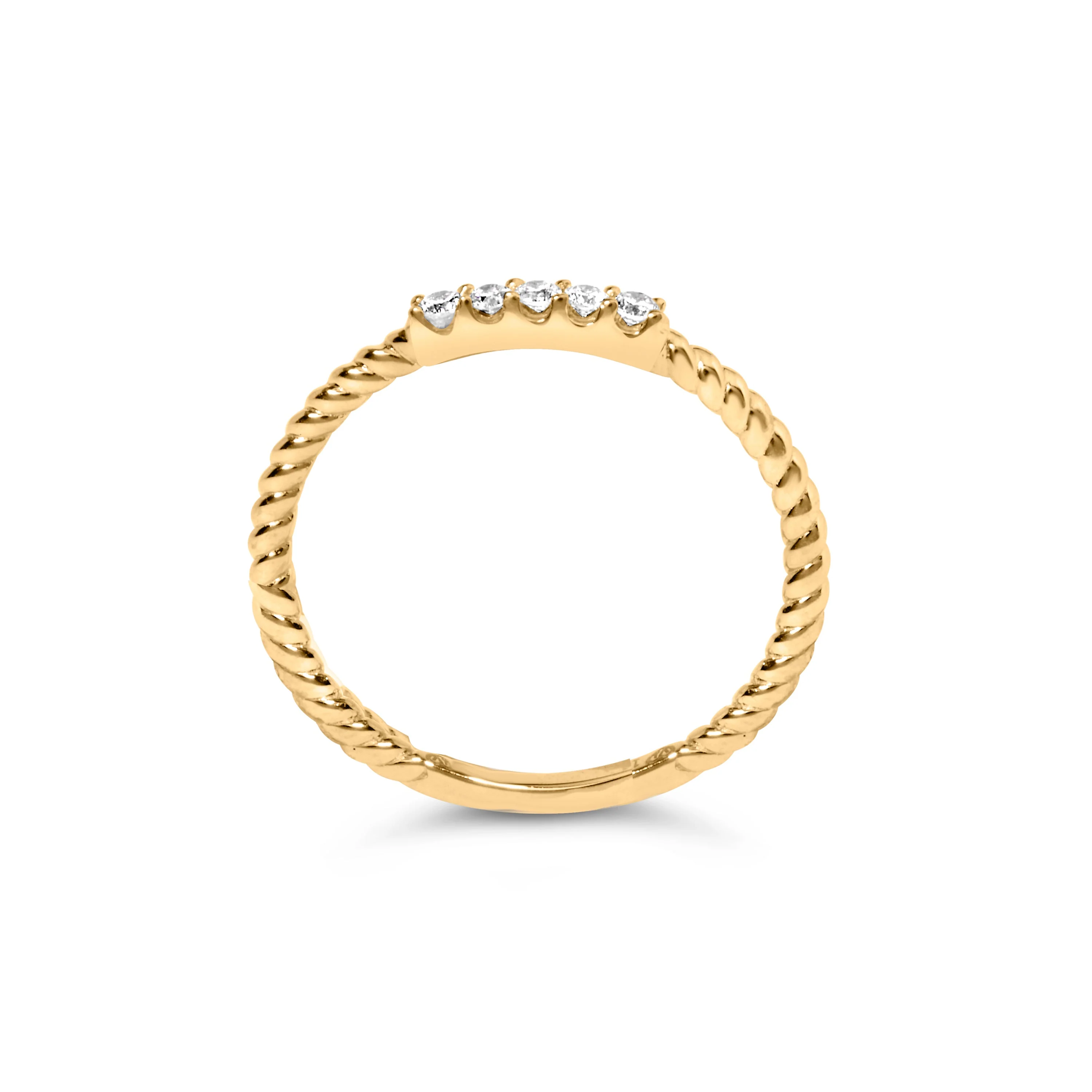 10K Yellow Gold 1/10 Cttw Diamond 5 Stone Braided Shank Band Ring (I-J Color, I2-I3 Clarity)- Ring Size 6 - Image 5