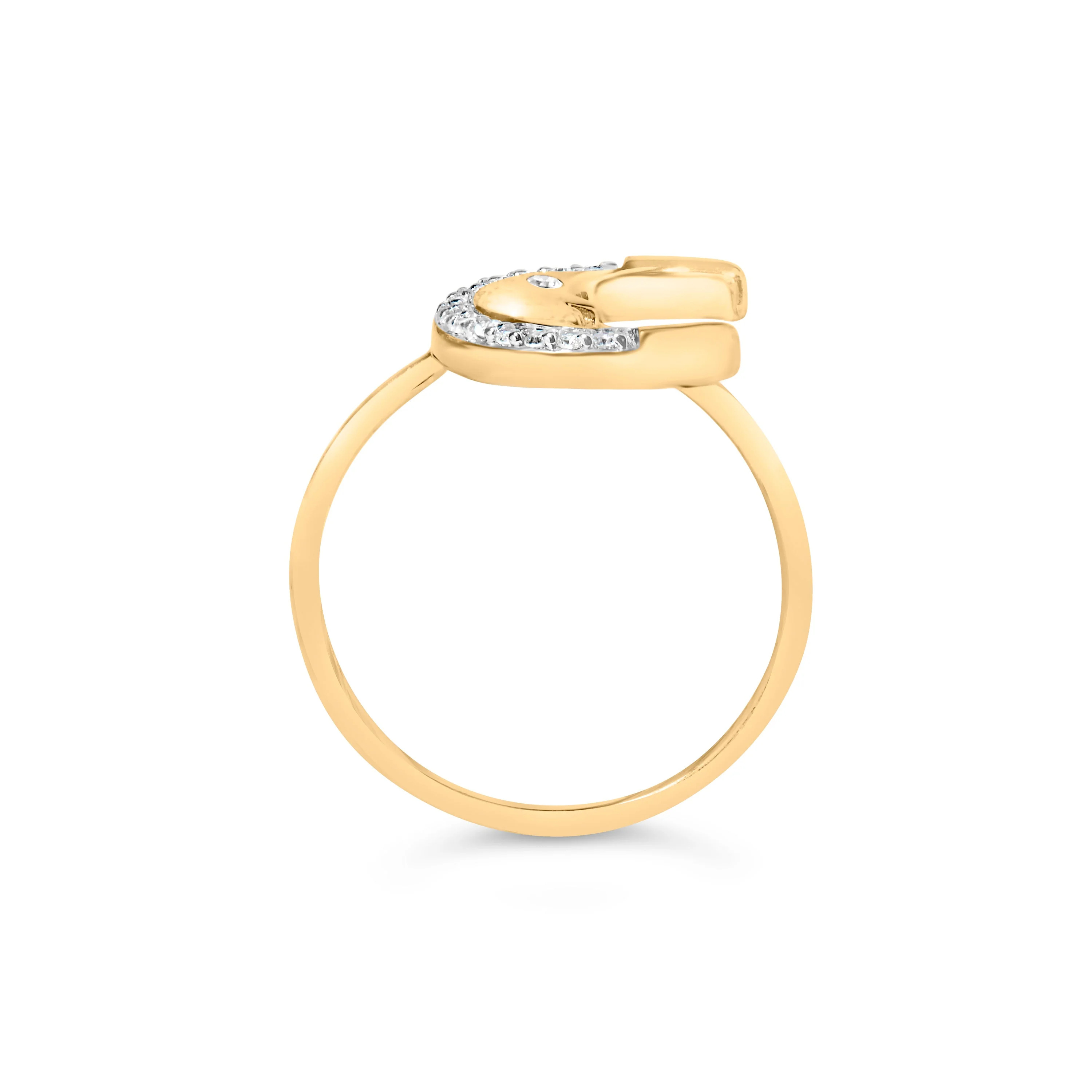 10K Yellow Gold 1/10 Cttw Diamond Crescent Moon Ring (I-J Color, I1-I2 Clarity) - Ring Size 6 - Image 10