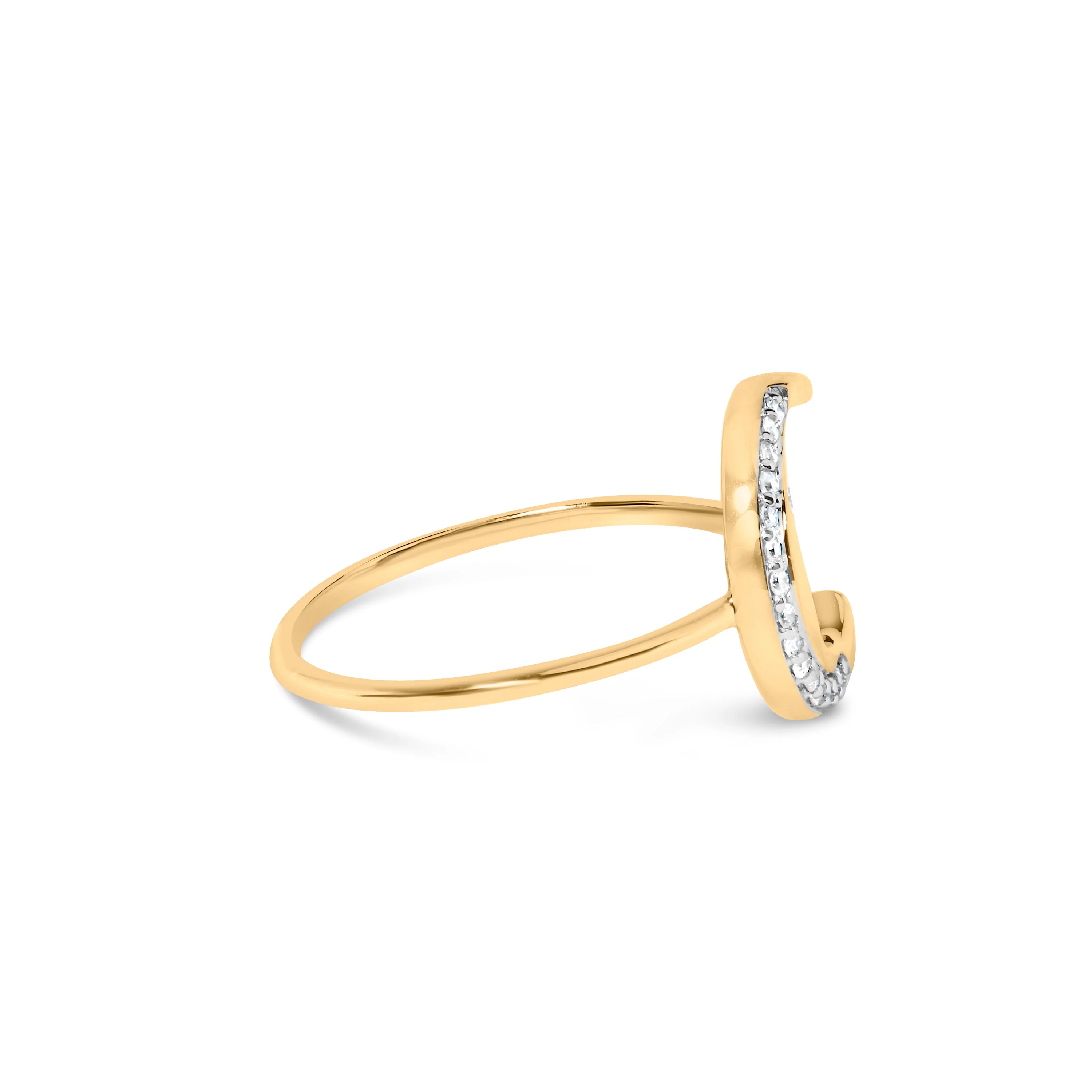 10K Yellow Gold 1/10 Cttw Diamond Crescent Moon Ring (I-J Color, I1-I2 Clarity) - Ring Size 6 - Image 7