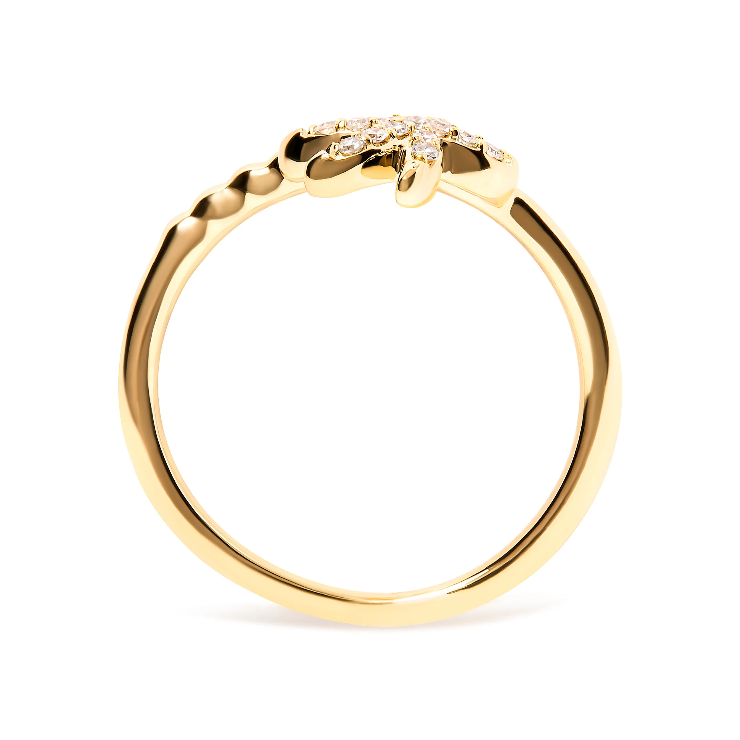 10K Yellow Gold 1/10 Cttw Diamond Palm Tree Statement Ring (H-I Color, I1-I2 Clarity) - Ring Size 7 - Image 10