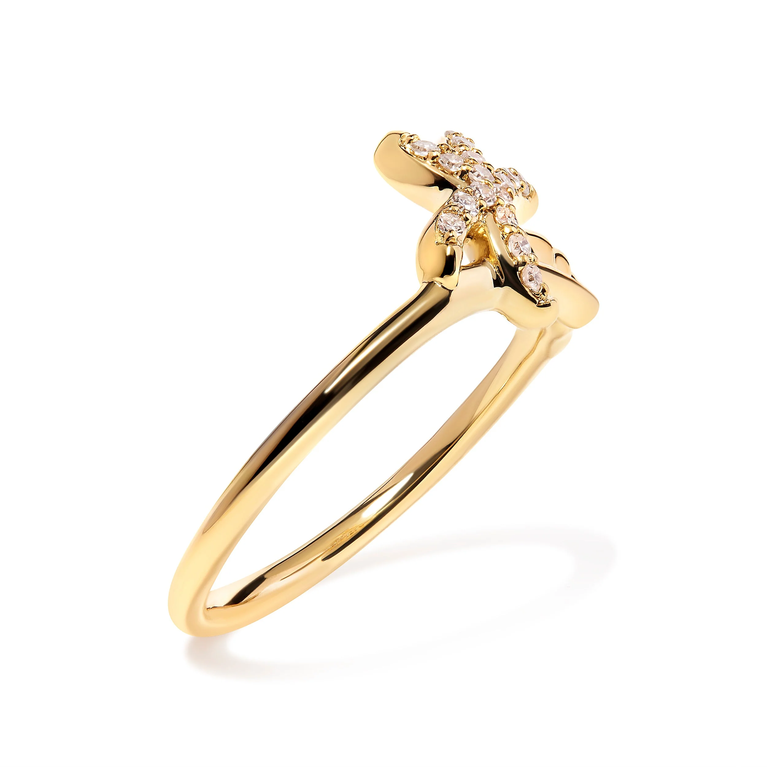 10K Yellow Gold 1/10 Cttw Diamond Palm Tree Statement Ring (H-I Color, I1-I2 Clarity) - Ring Size 7 - Image 3