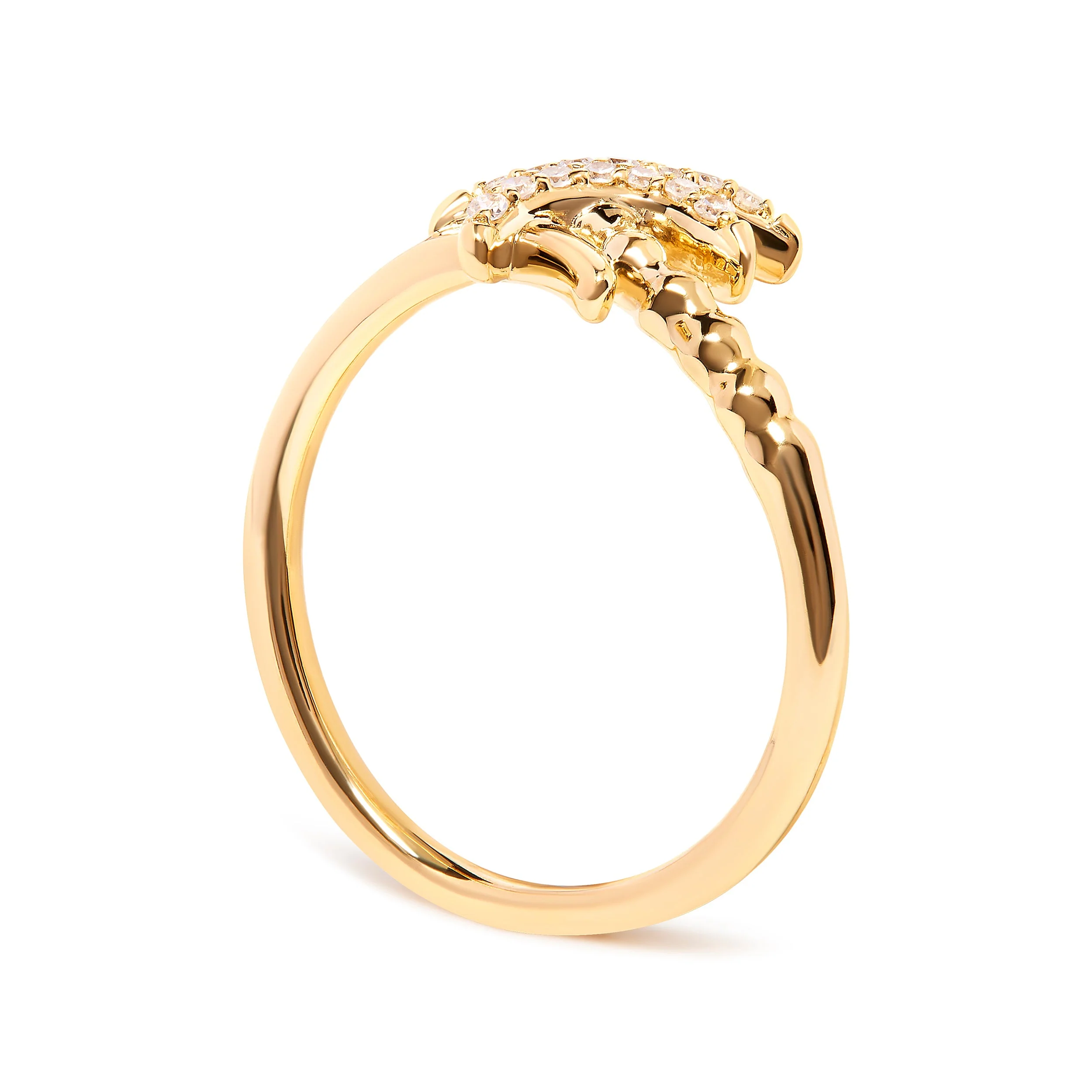 10K Yellow Gold 1/10 Cttw Diamond Palm Tree Statement Ring (H-I Color, I1-I2 Clarity) - Ring Size 7 - Image 4