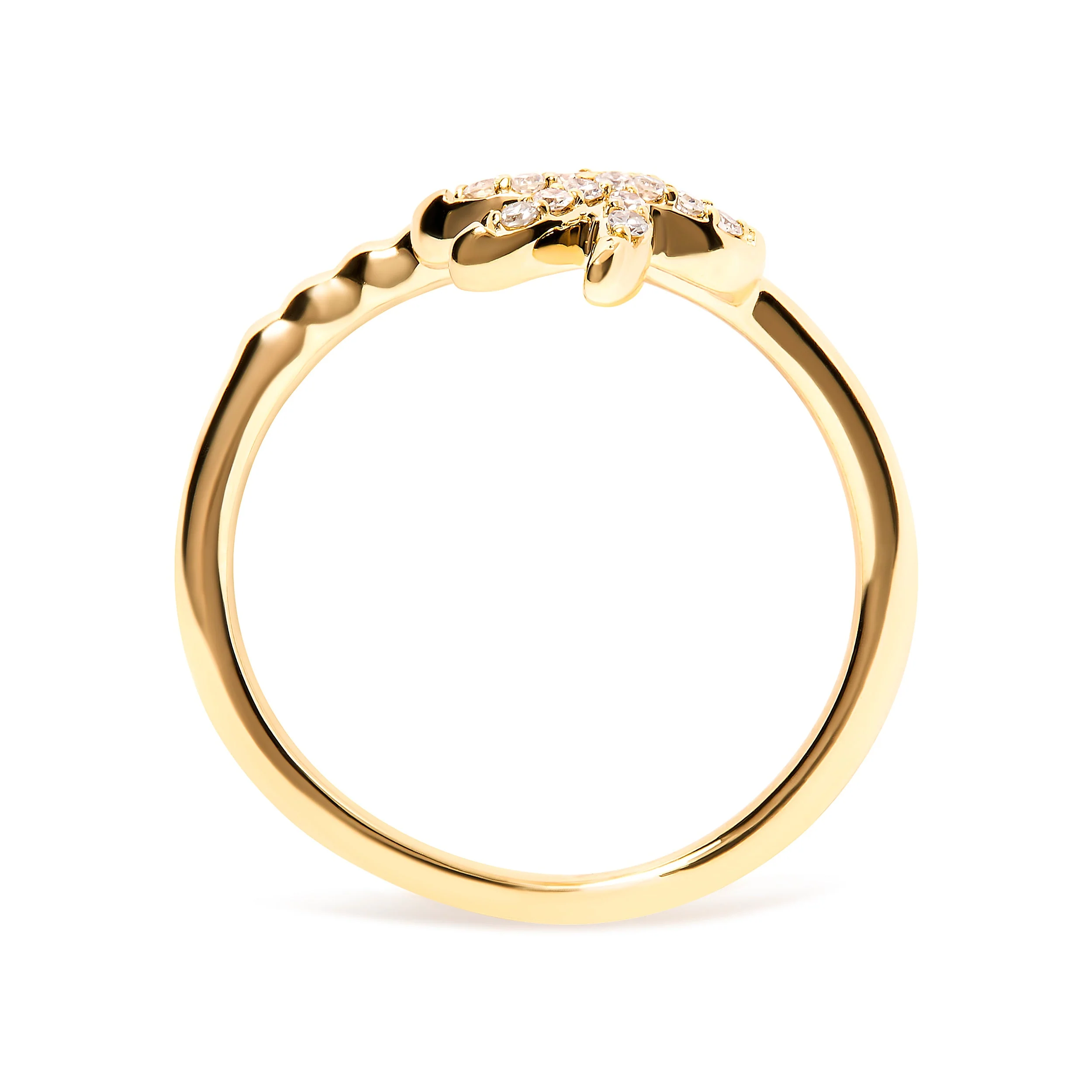 10K Yellow Gold 1/10 Cttw Diamond Palm Tree Statement Ring (H-I Color, I1-I2 Clarity) - Ring Size 7 - Image 5