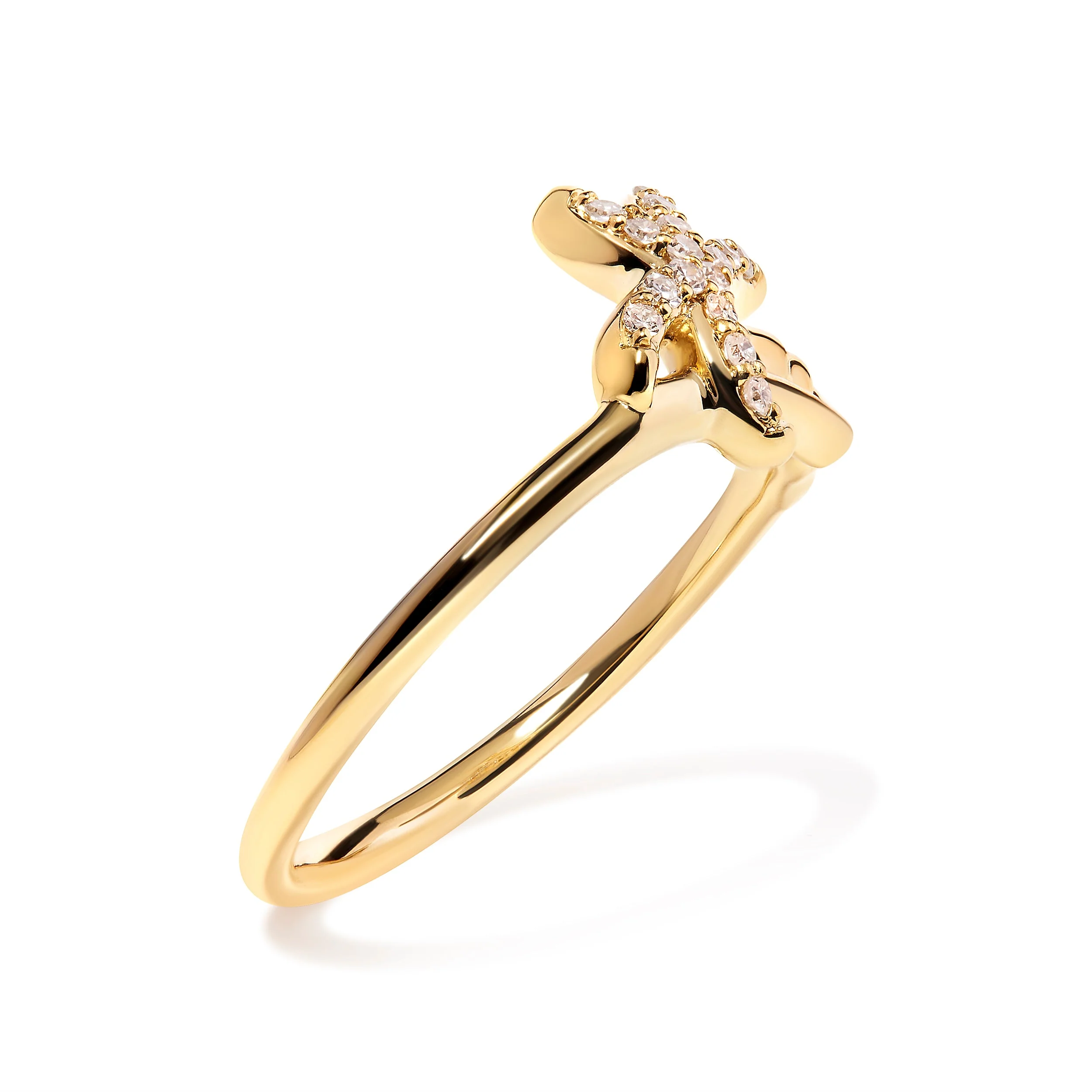 10K Yellow Gold 1/10 Cttw Diamond Palm Tree Statement Ring (H-I Color, I1-I2 Clarity) - Ring Size 7 - Image 8