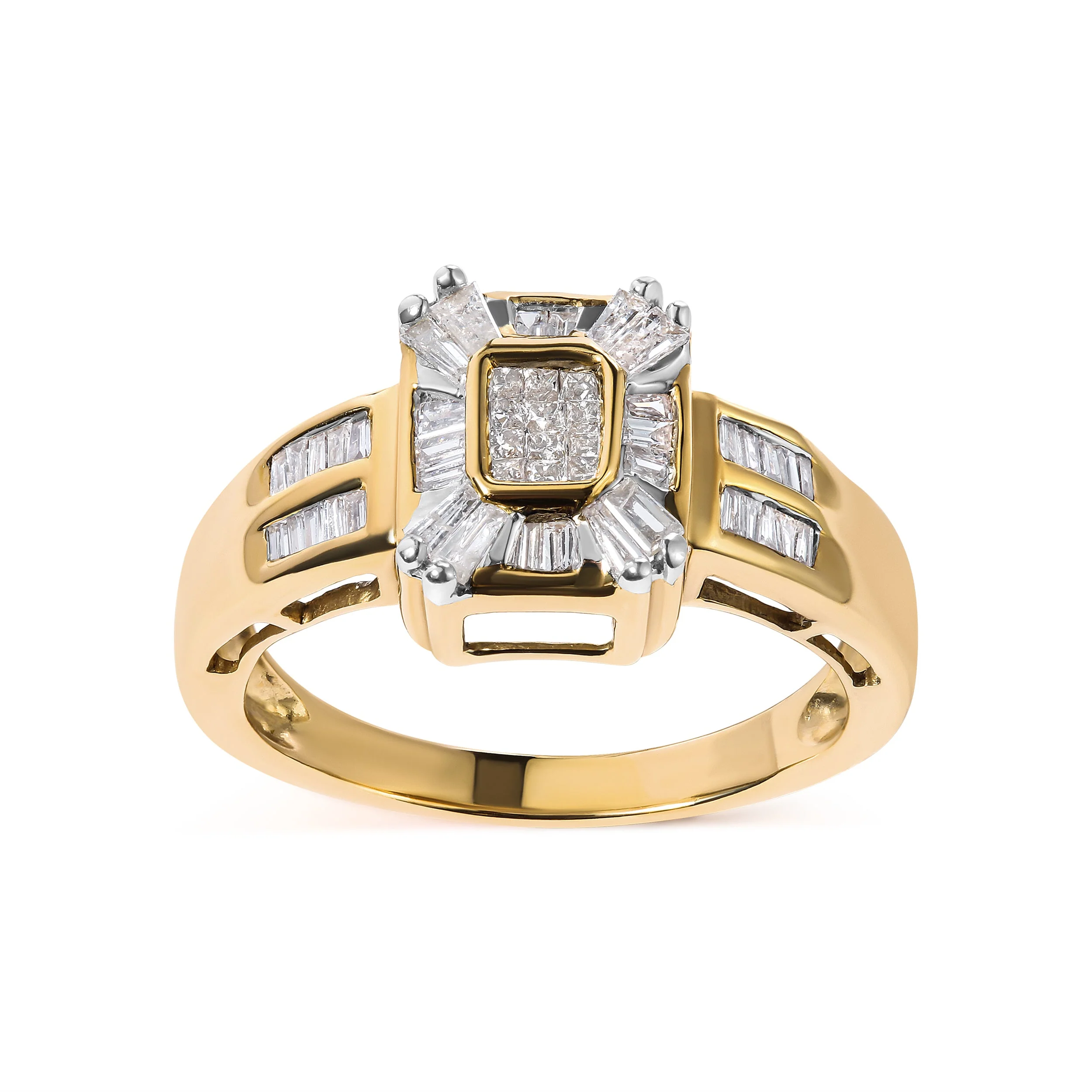 10K Yellow Gold 1/2 Cttw Diamond Composite and Halo Ring (H-I Color, SI1-SI2 Clarity) - Ring Size 7 - Image 2