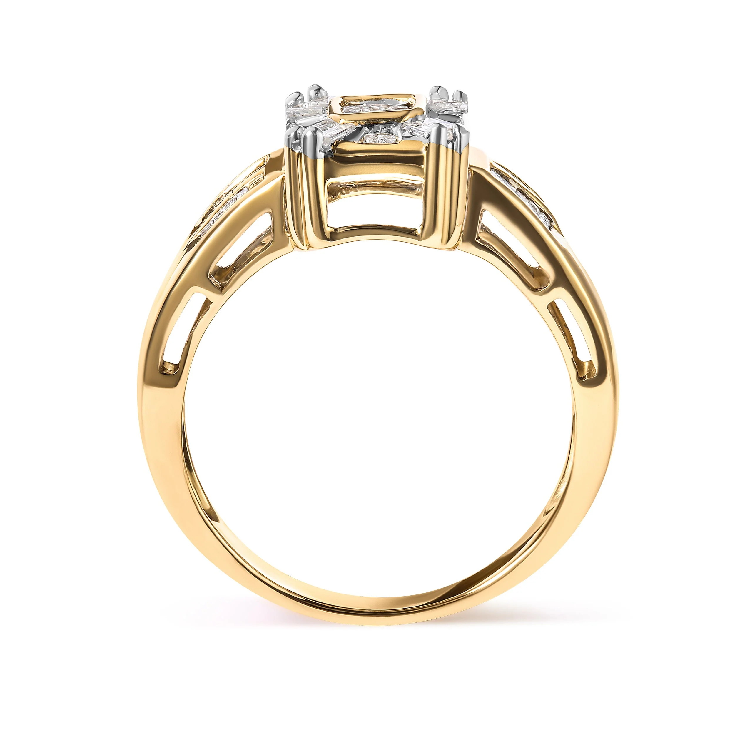 10K Yellow Gold 1/2 Cttw Diamond Composite and Halo Ring (H-I Color, SI1-SI2 Clarity) - Ring Size 7 - Image 4