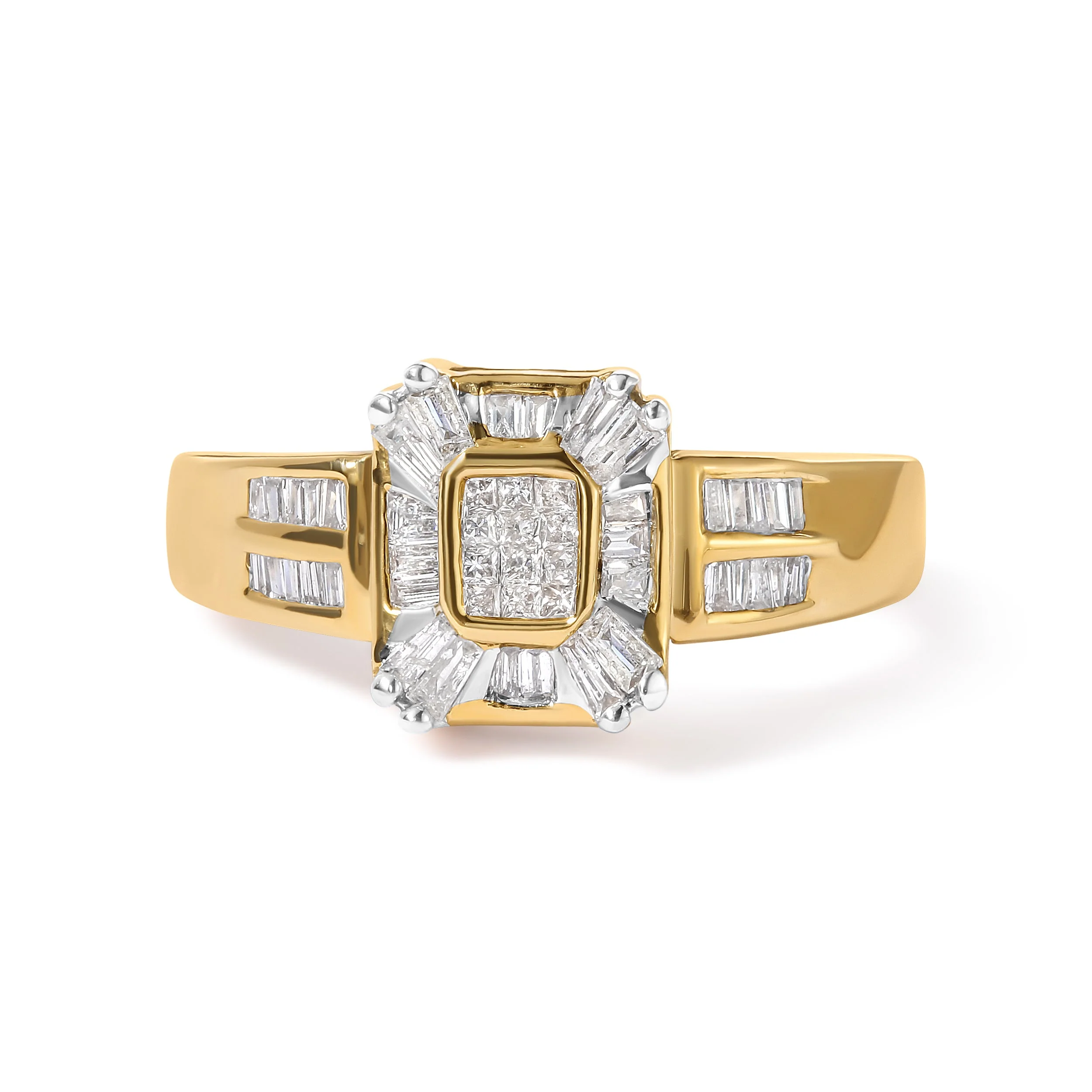 10K Yellow Gold 1/2 Cttw Diamond Composite and Halo Ring (H-I Color, SI1-SI2 Clarity) - Ring Size 7 - Image 5