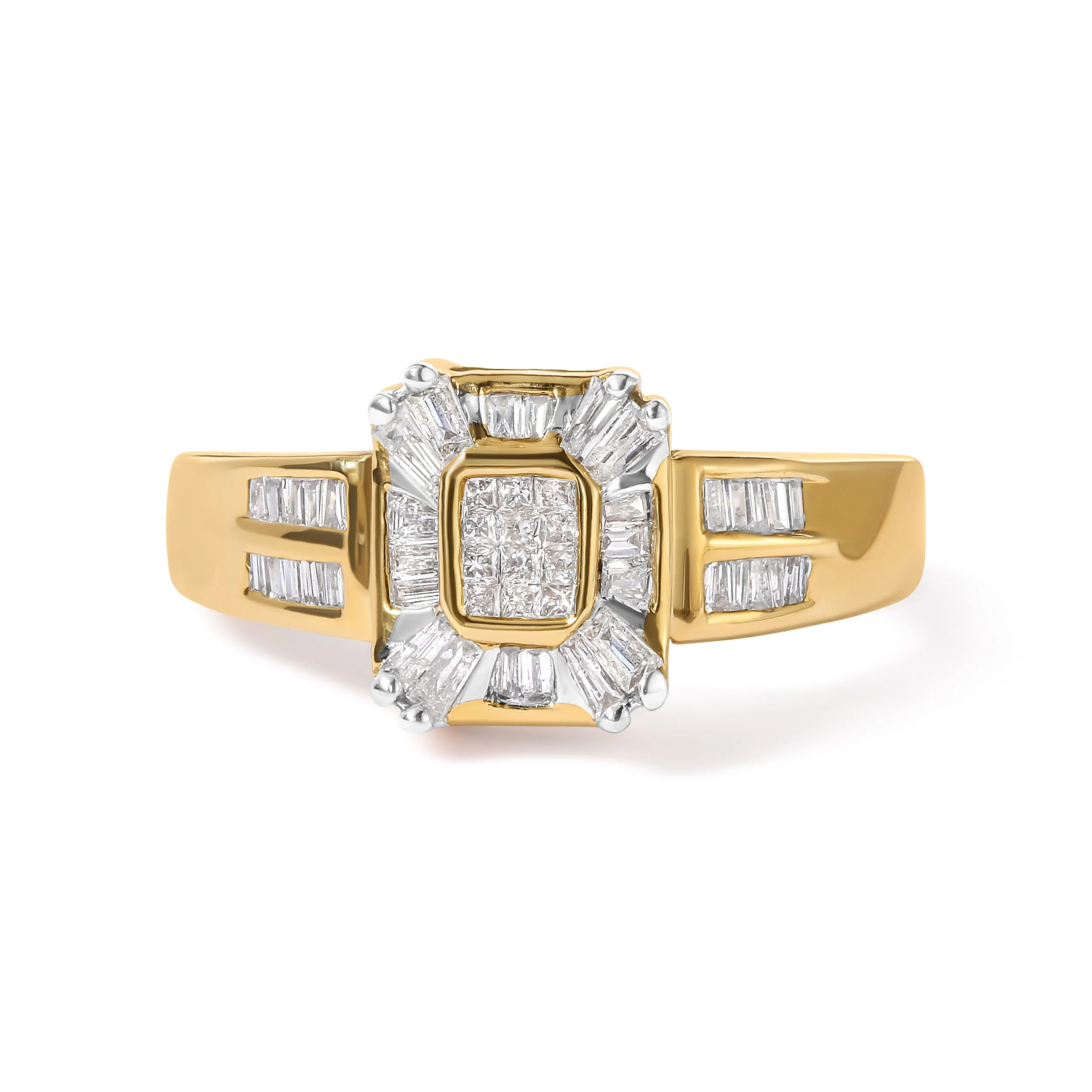 10K Yellow Gold 1/2 Cttw Diamond Composite and Halo Ring (H-I Color, SI1-SI2 Clarity) - Ring Size 7 - Image 6