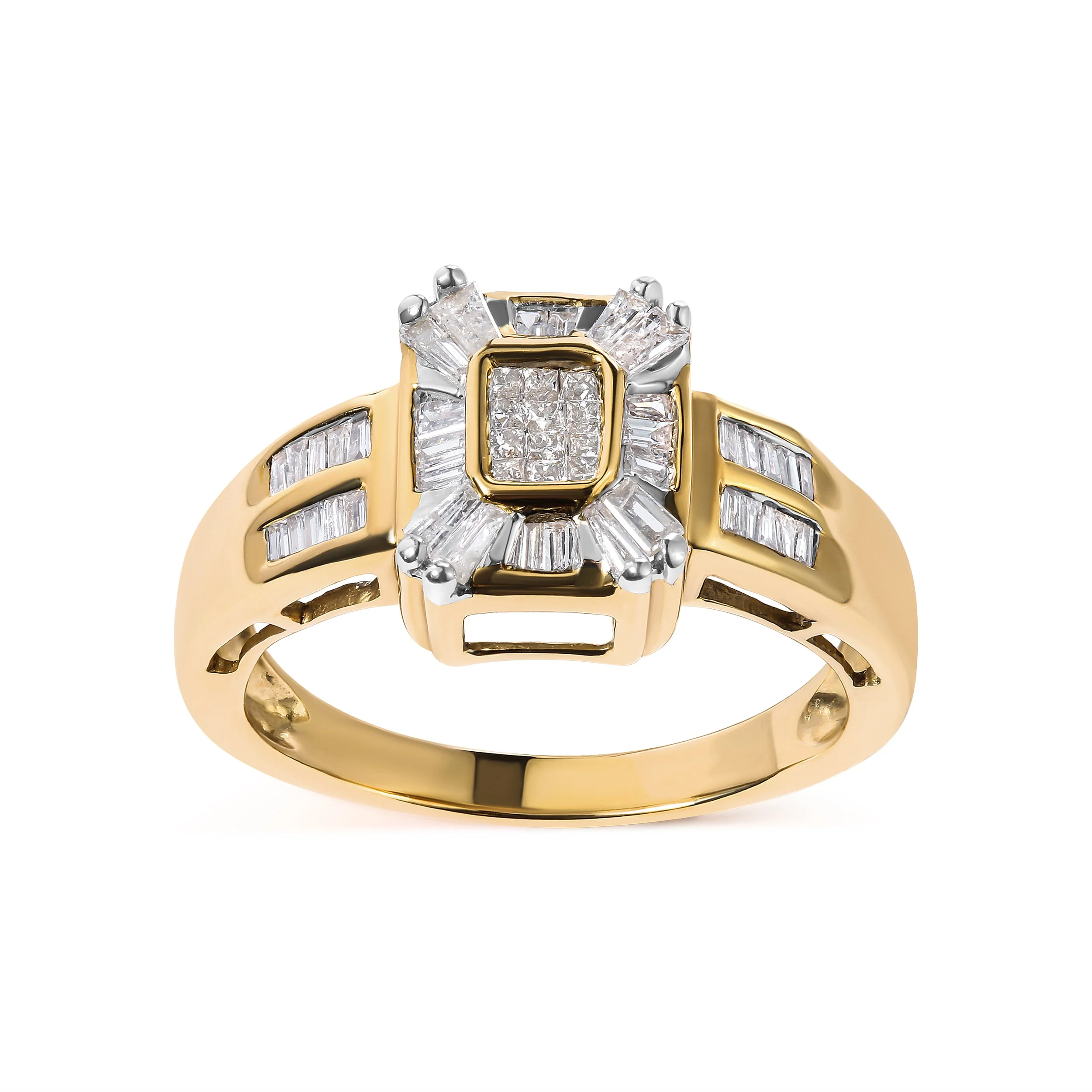 10K Yellow Gold 1/2 Cttw Diamond Composite and Halo Ring (H-I Color, SI1-SI2 Clarity) - Ring Size 7 - Image 7