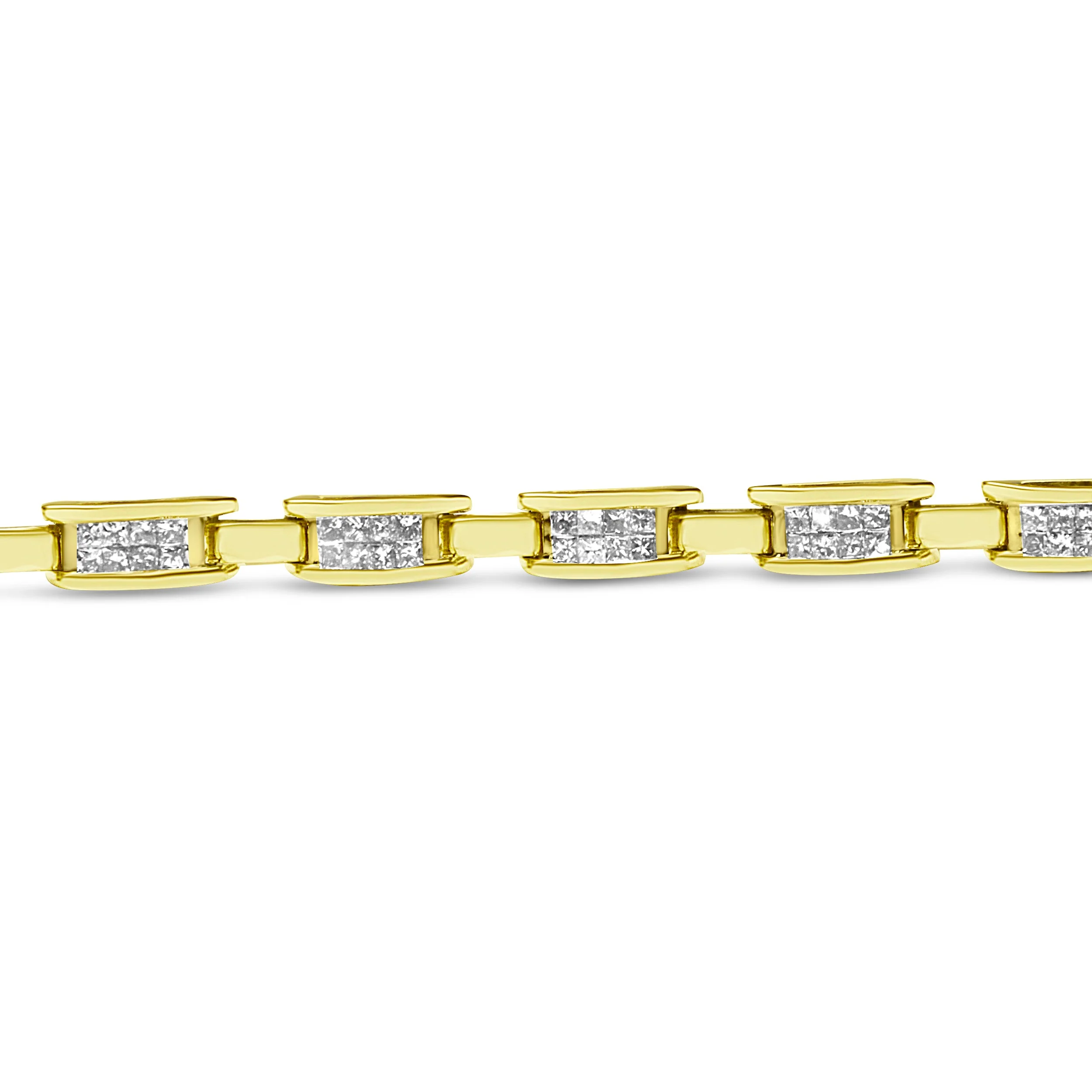 10K Yellow Gold 2.0 Cttw Invisible-Set Princess Cut Diamond Rectangular Link Bracelet (I-J Color, SI2-I1 Clarity) - 7" - Image 10